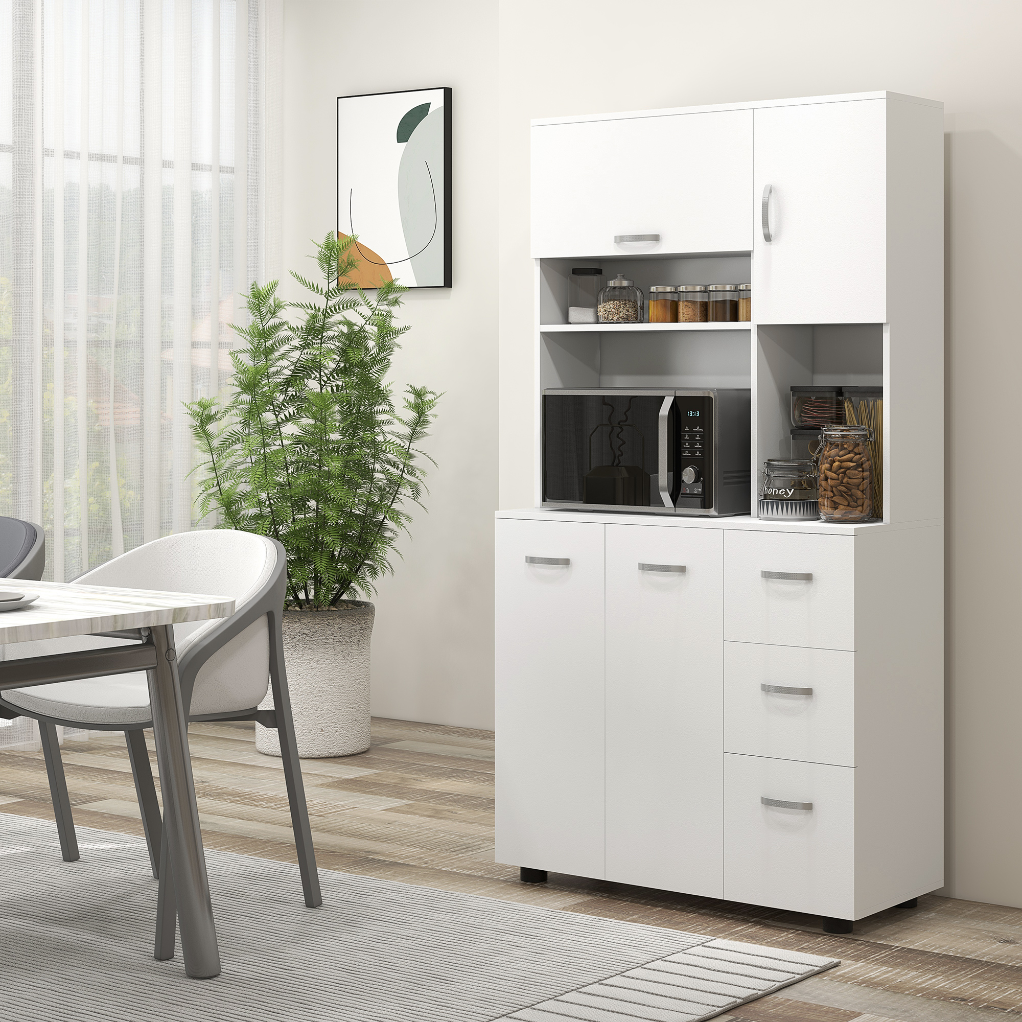 HOMCOM freistehender Küchenschrank, 89 x 39,5 x 168 cm, mit Kippschutz, Sch günstig online kaufen