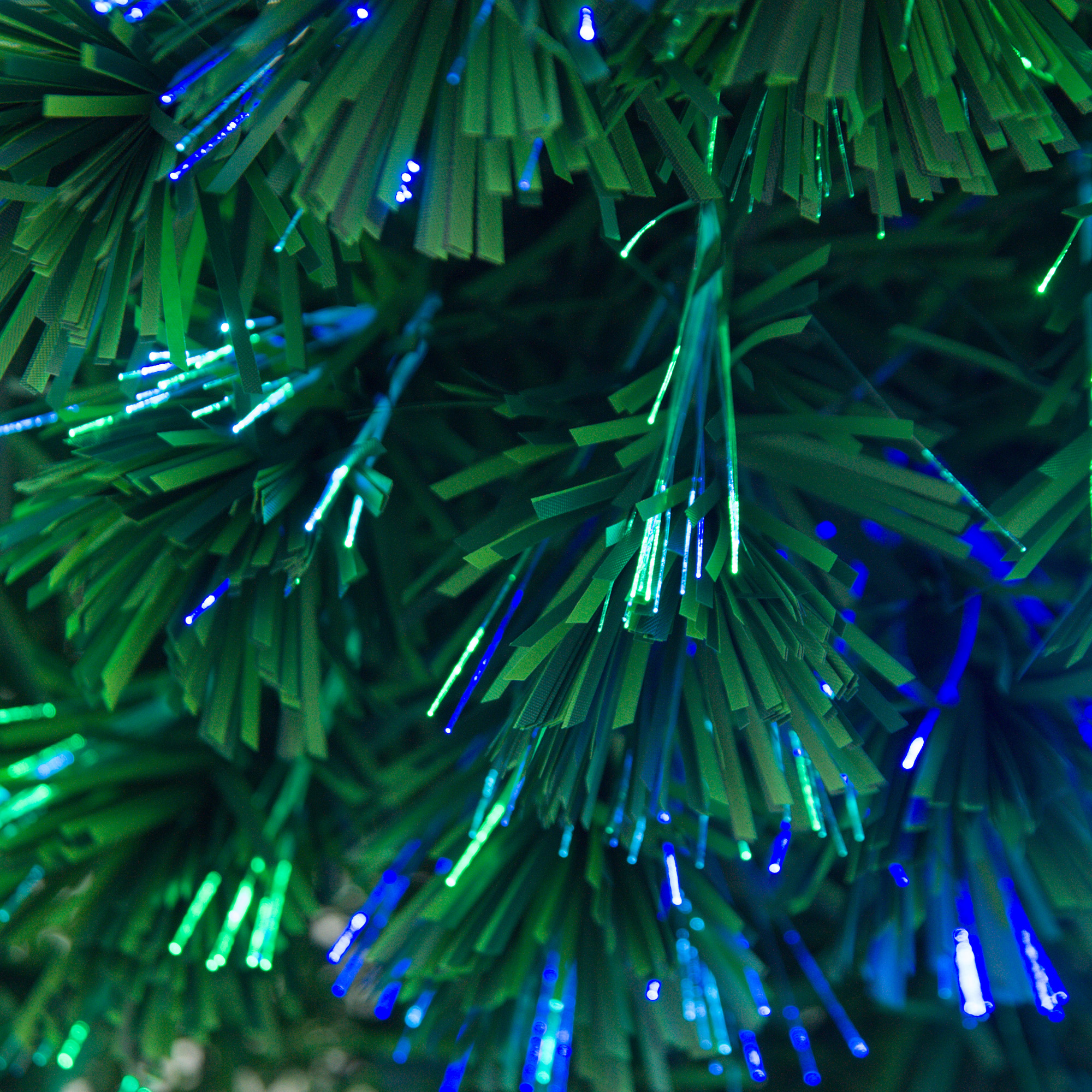 HOMCOM 4FT Green Fibre Optic Artificial Christmas Tree Xmas Colourful LED Scattered Tree with Snowflakes Ornaments Fireproofing 9