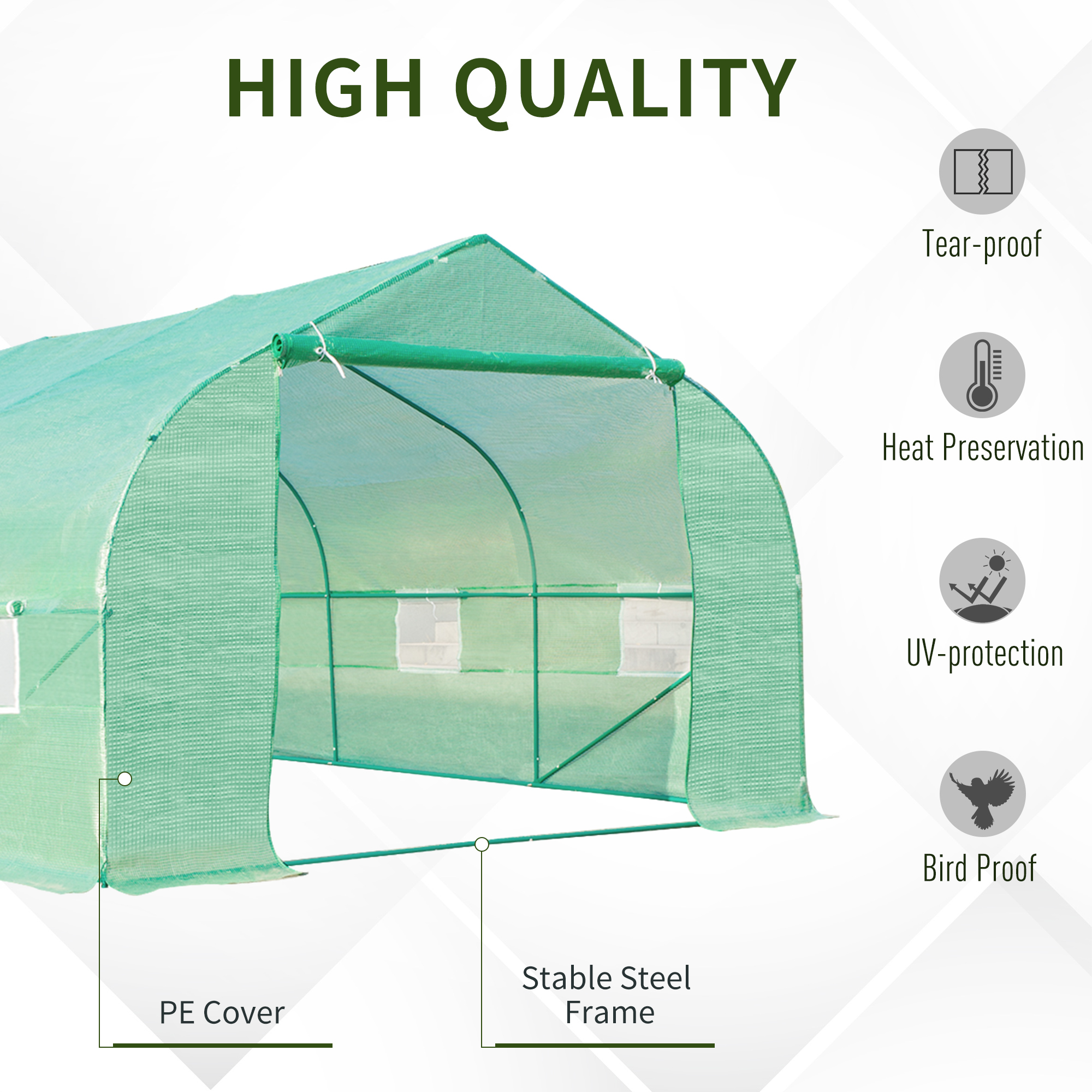 Outsunny Polytunnel Greenhouse with Windows and Door, Walk in Greenhouse for Garden, Backyard (6 x 3 M) 4
