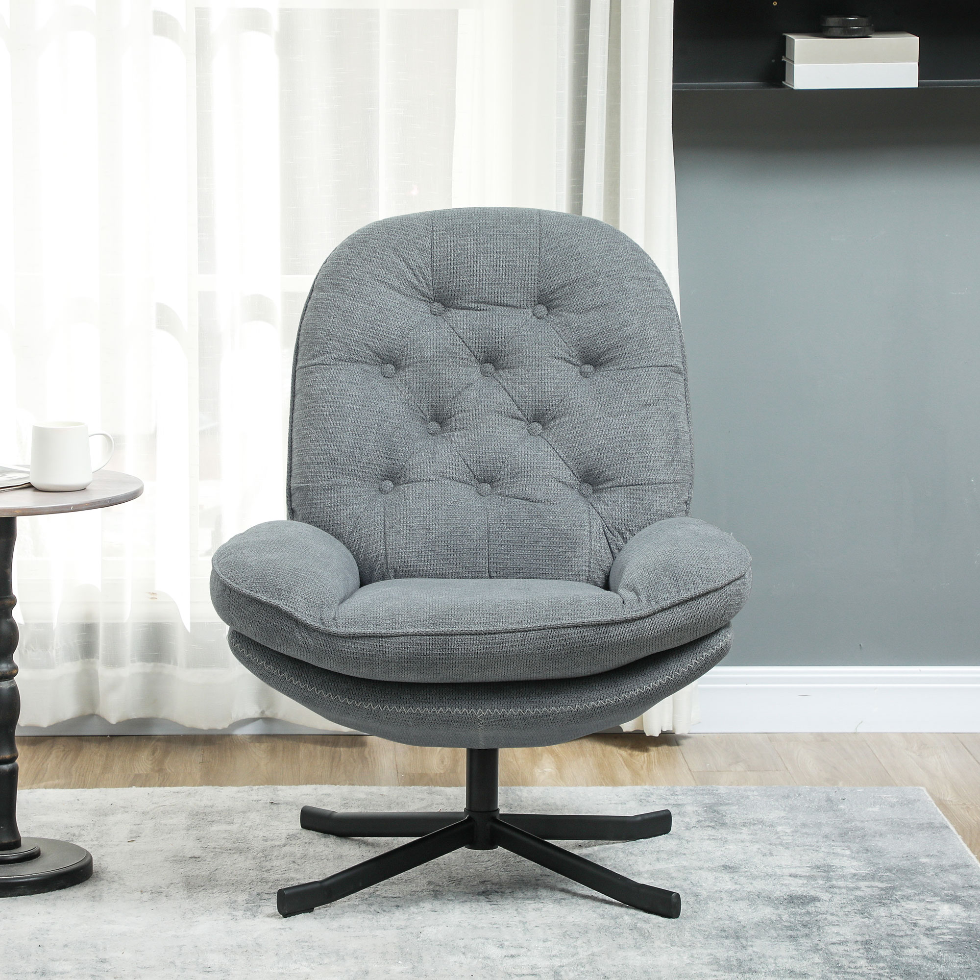 HOMCOM Relaxed Swivel Armchair Grey 7