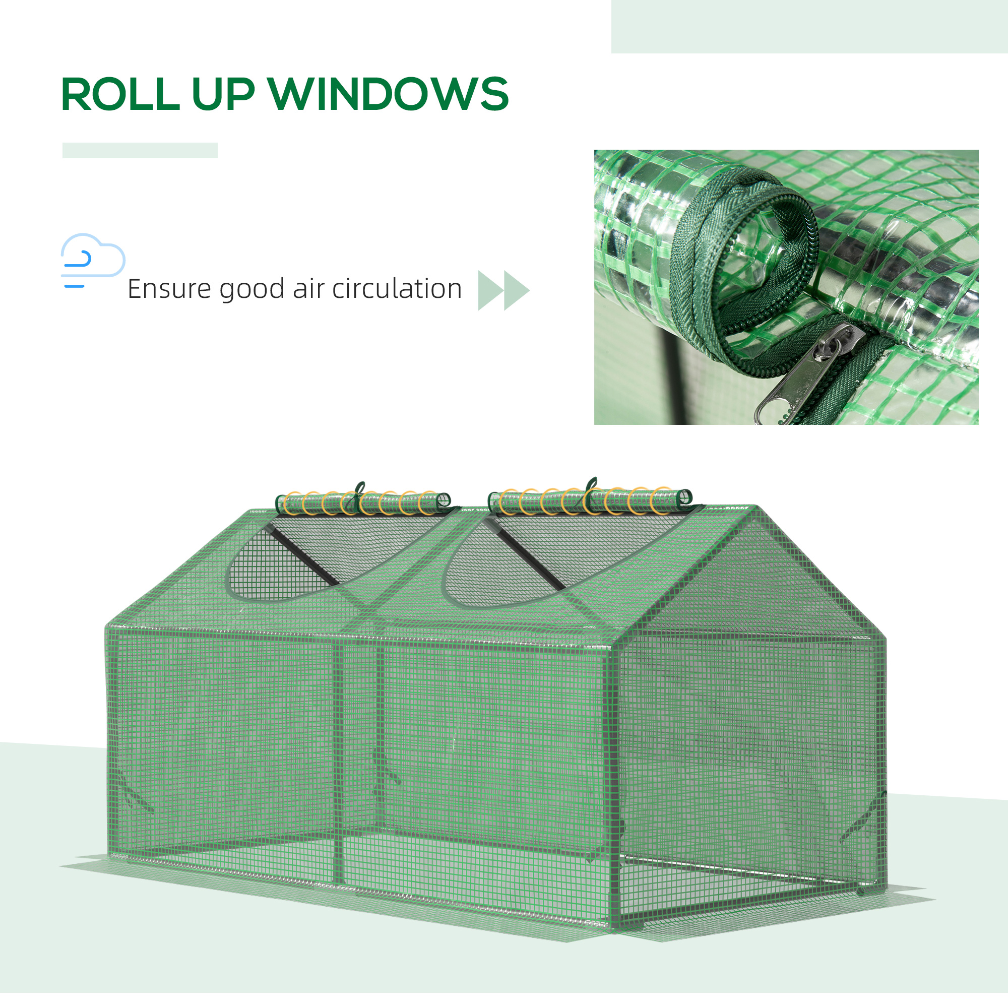 Outsunny Mini Greenhouse, Small Plant Grow House for Outdoor with Durable PE Cover, Observation Windows, 120 x 60 x 60 cm, Green 5