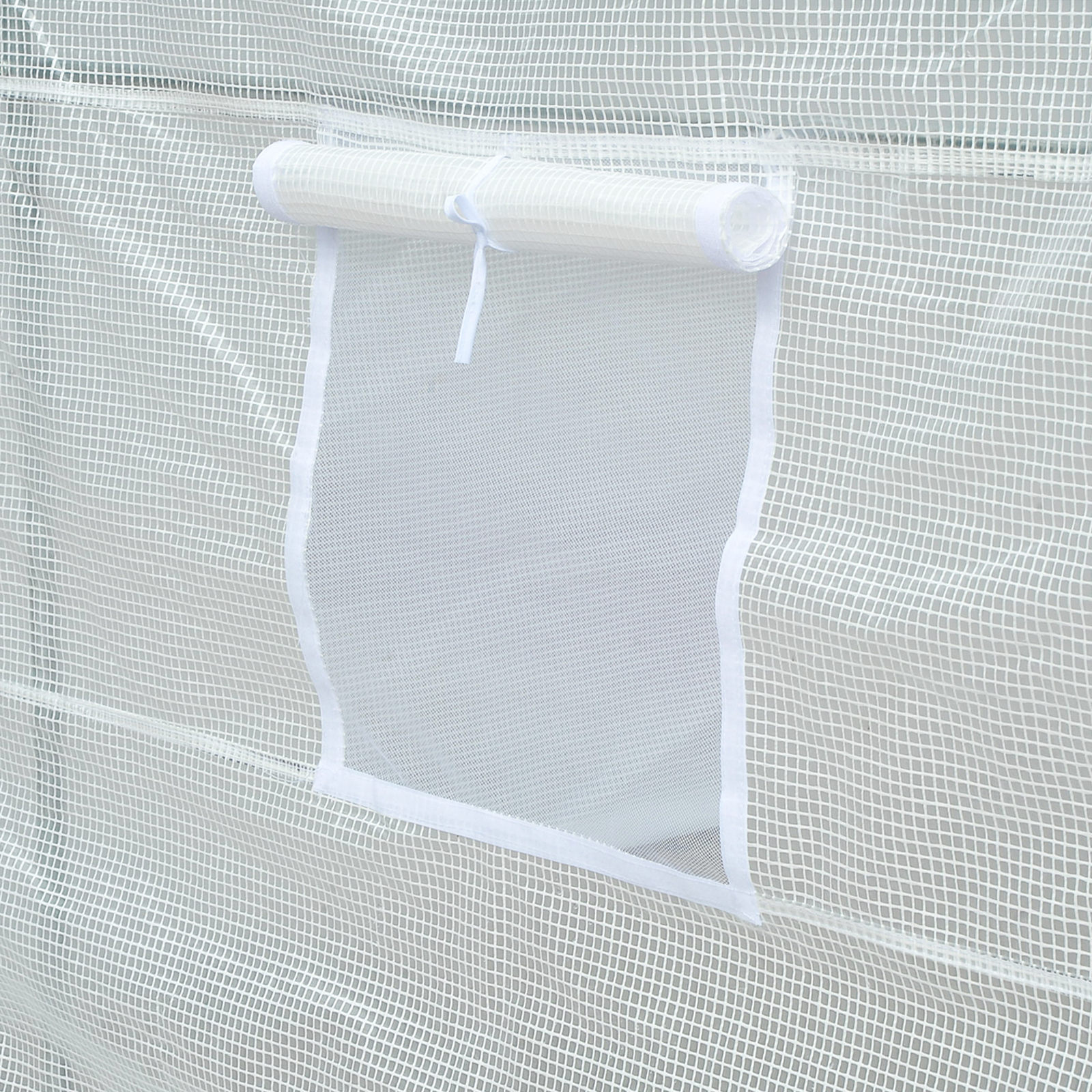 Outsunny 3.5 x 2 x 2 m Polytunnel Greenhouse, Walk-in Green House for Garden with Mesh Windows, Galvanised Steel Frame, White 7