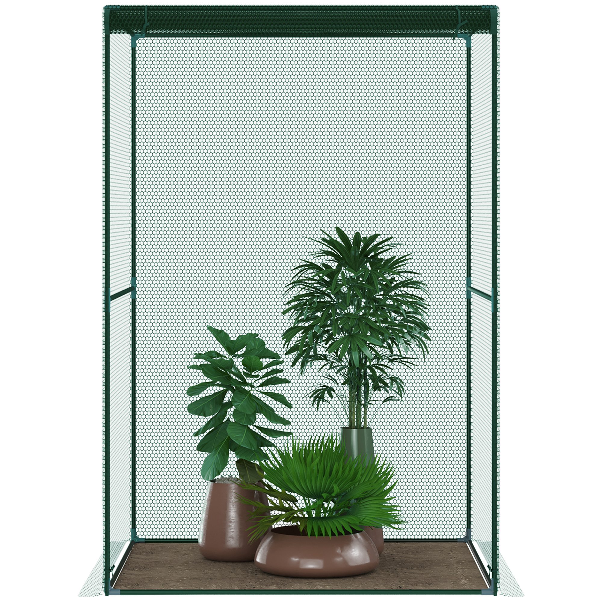 Outsunny 120 x 120cm Compact Plant Cage, with Netting Green 8