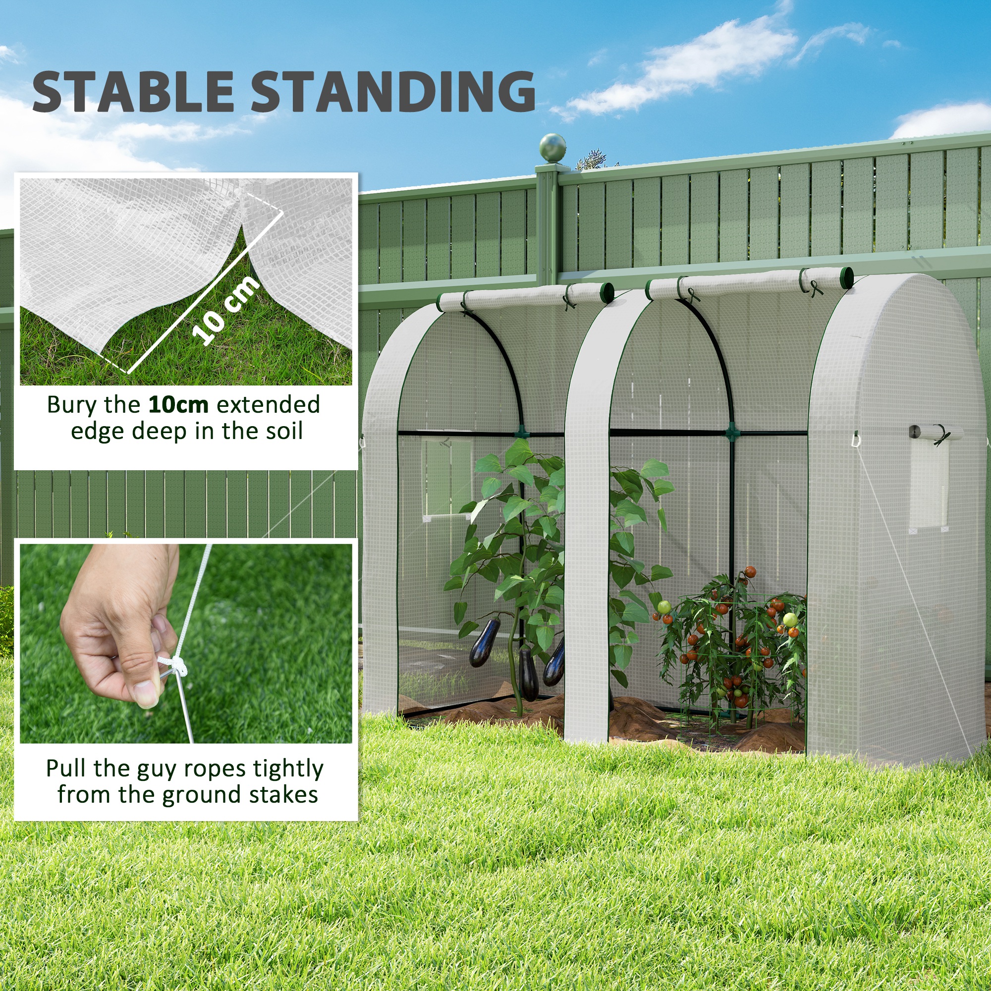 Outsunny 94 x 185cm Mini Two-Room Greenhouse White 7