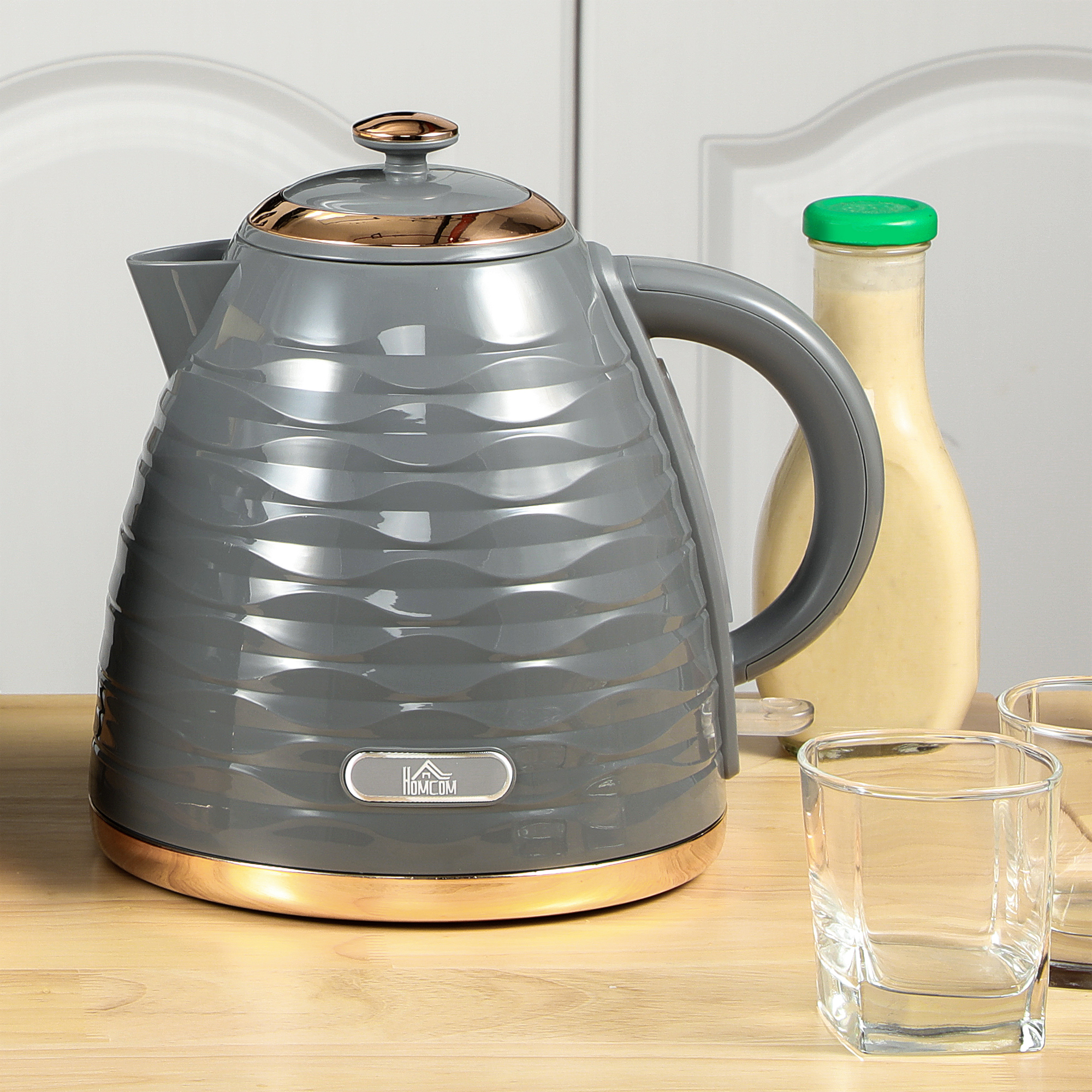 HOMCOM 3kW Rapid Boil Honeycomb Kettle Grey 2