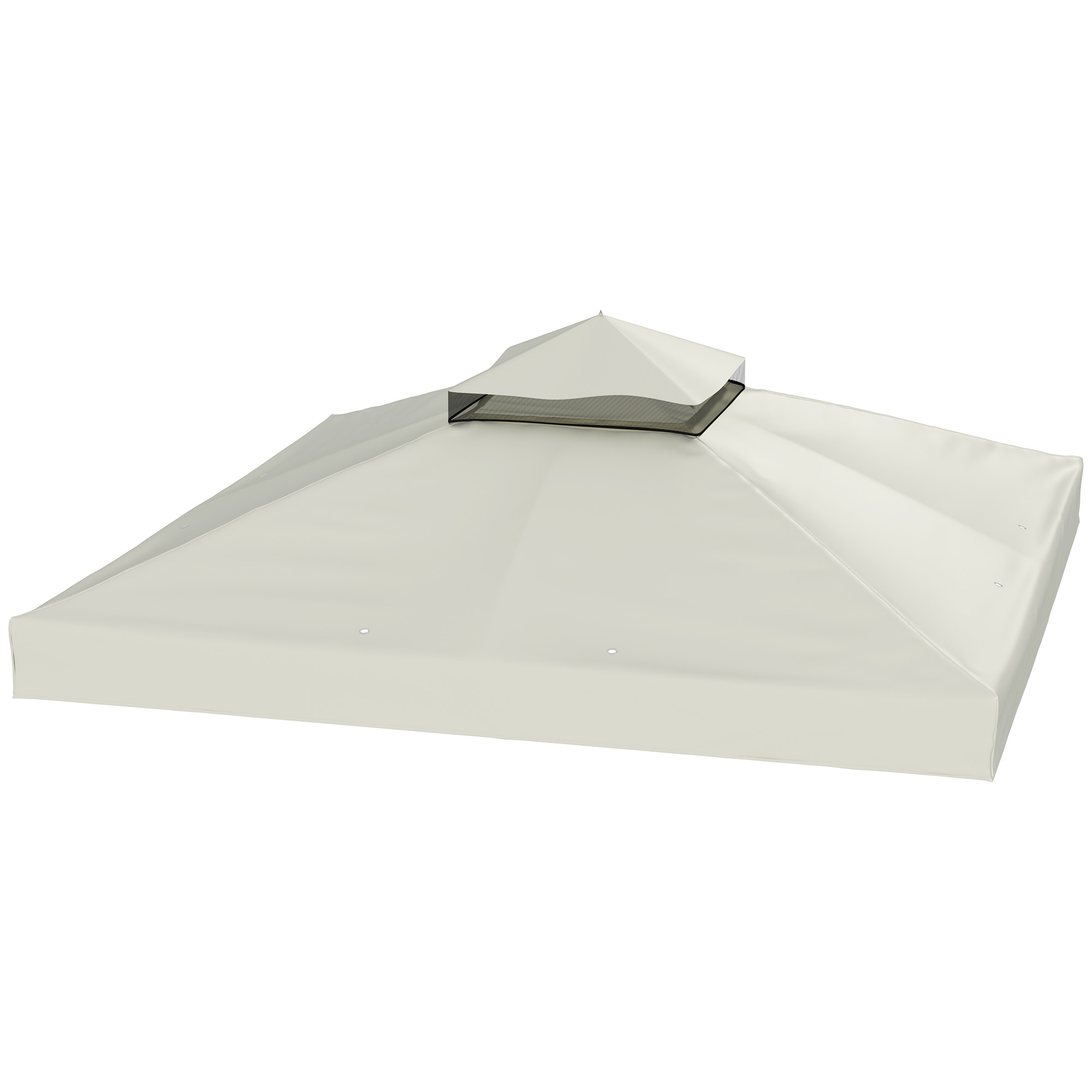 Outsuuny Ersatzdach für Pavillon 3 x 3 m, wasserdicht Pavillondach, Doppeldach Ersatzbezug für Gartenpavillon, Ersatzteile aus Oxford-Stoff, 370 g/m², Hellgrau   Aosom – Outsunny