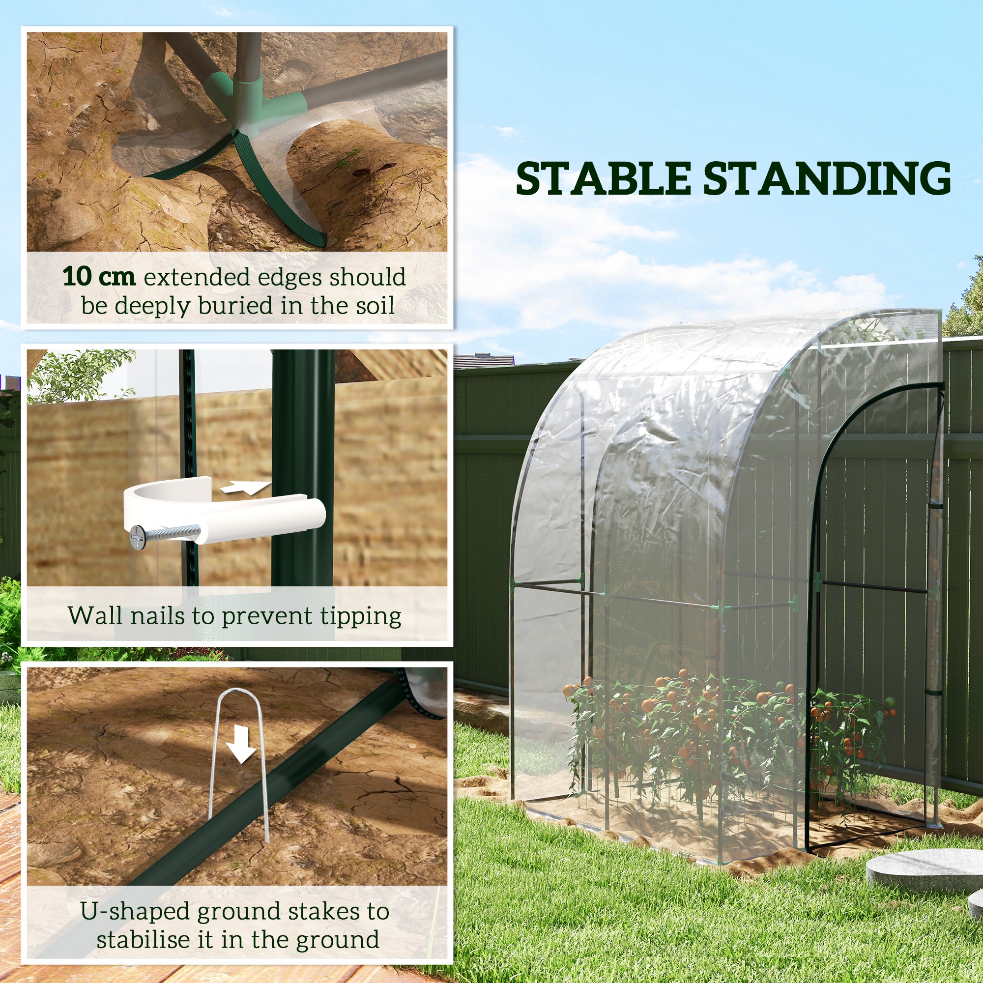 Outsunny 143cm x 118cm Walk-In Lean To Greenhouse, with Accessories 7
