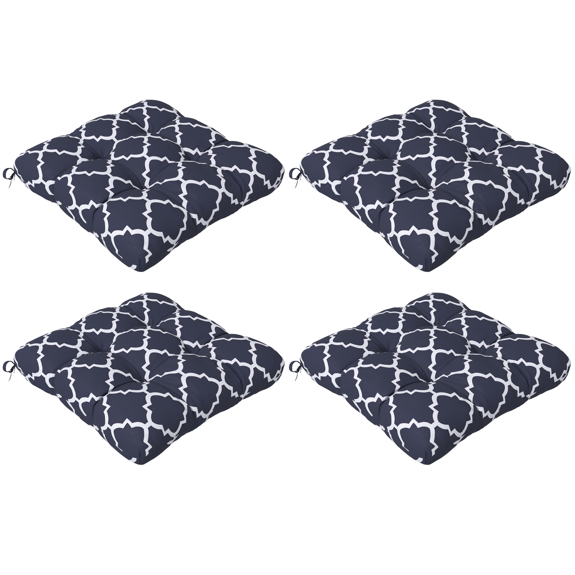 Product photograph of Outsunny Replacement Cushions 4-piece Indoor Outdoor Seat Pads With Ties For Patio Chairs Blue Aosom Uk from Aosom UK