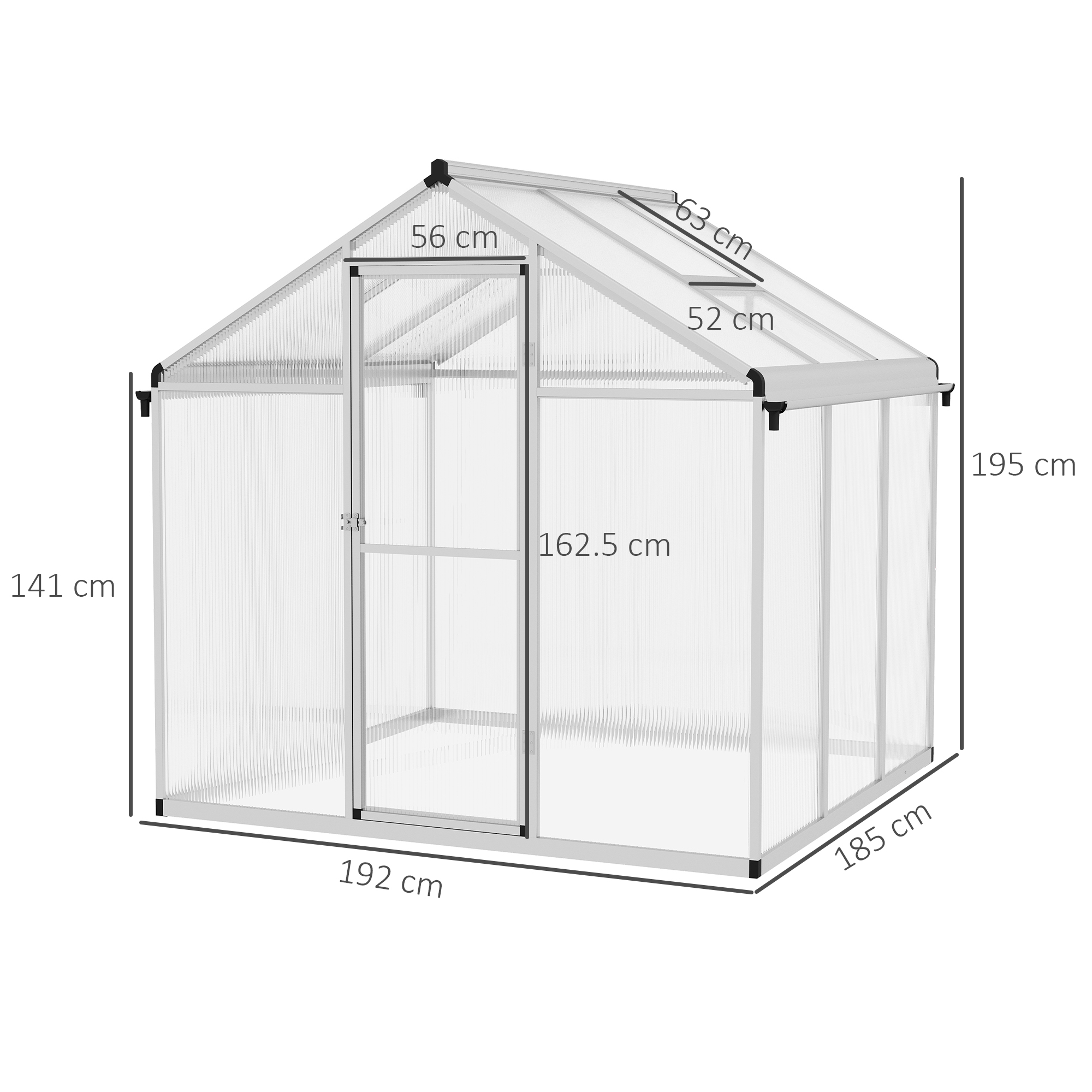 Outsunny 6 x 6ft Aluminium Frame Greenhouse 3