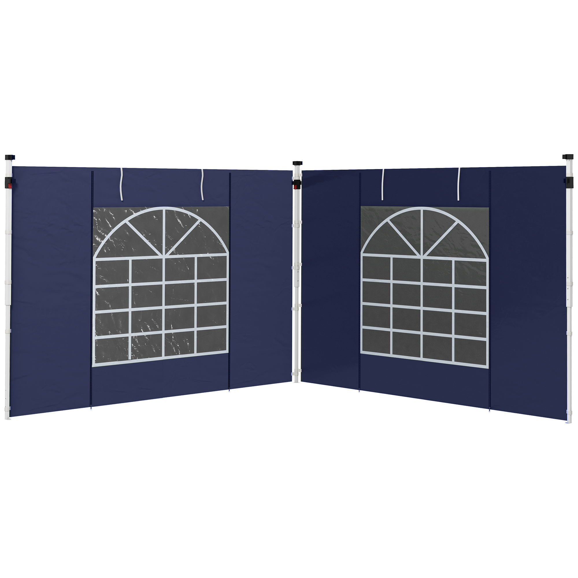 Outsunny 2 Seitenteile Seitenwände für 3x3m und 3x6m Pavillon, Ersatzwände mit Fenster und Tür, Oxford Material, Blau für Gartenpartys Aosom.de