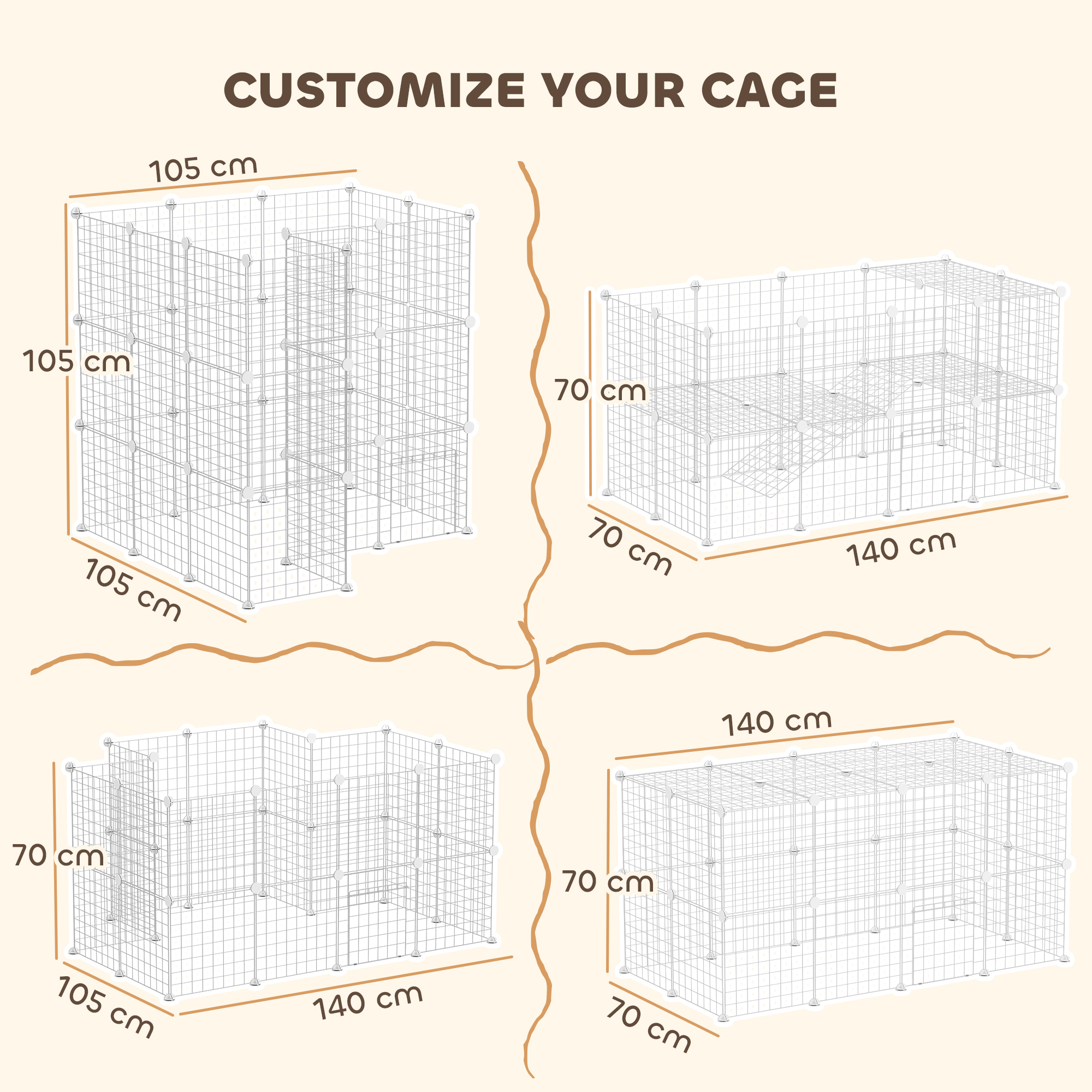 PawHut DIY 36 Panel Pet Playpen Metal Wire Fence for Chinchilla, Hedgehog, Bunny, Indoor, Outdoor Use, White 4