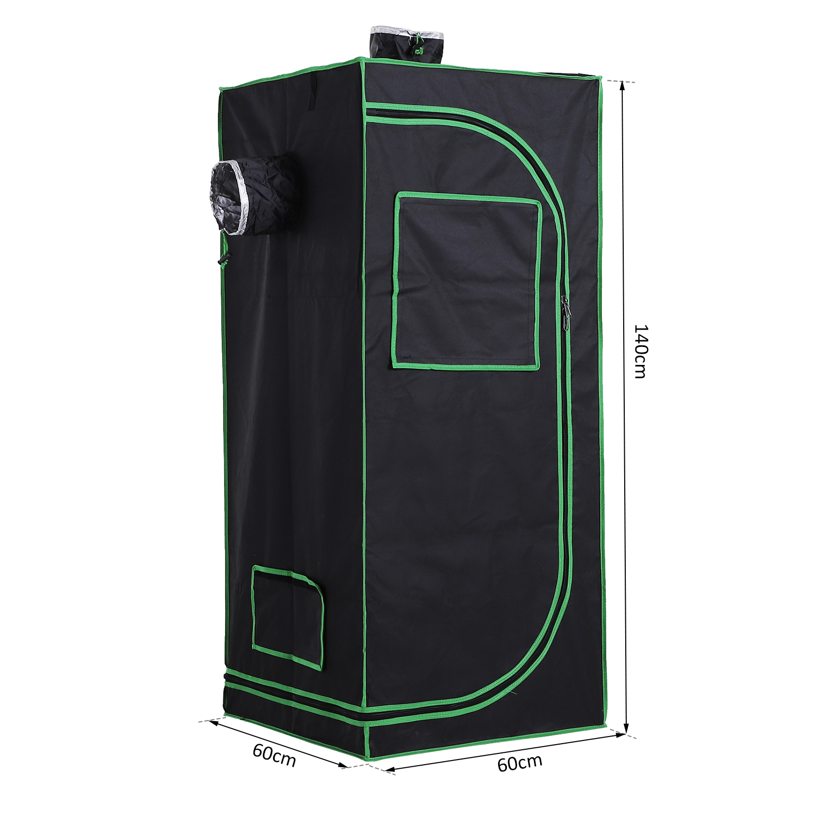 Outsunny Grow Tent Reflective Mylar Hydroponic with Adjustable Vents and Floor Tray for Indoor Plant Growing, 60 x 60 x 140 cm (24.5" x 24.5" x 55") 3