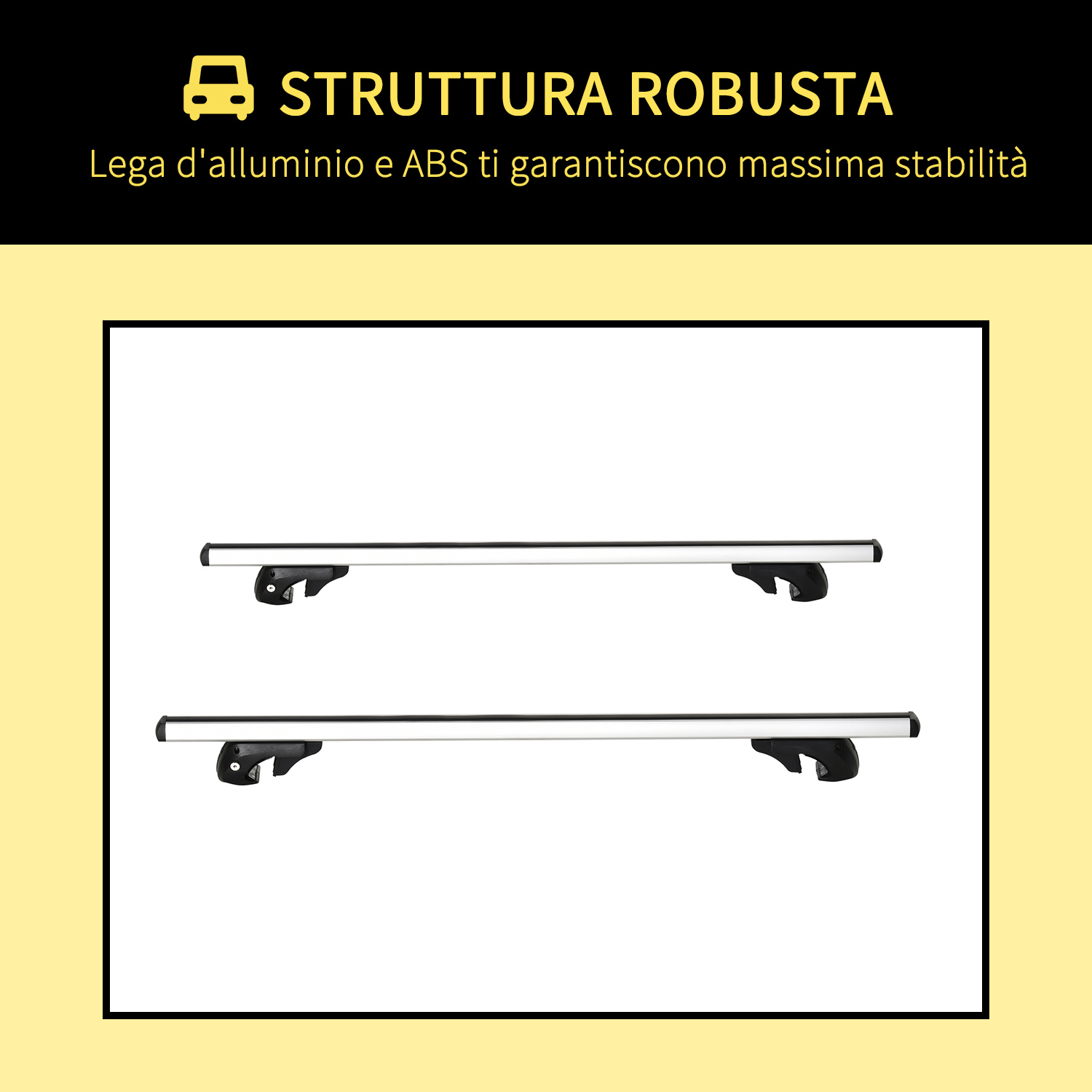 Barre Portapacchi Universali Per Auto – Alluminio 110 Cm – Portata 75 Kg – Con Serratura – Installazione Facile - 3