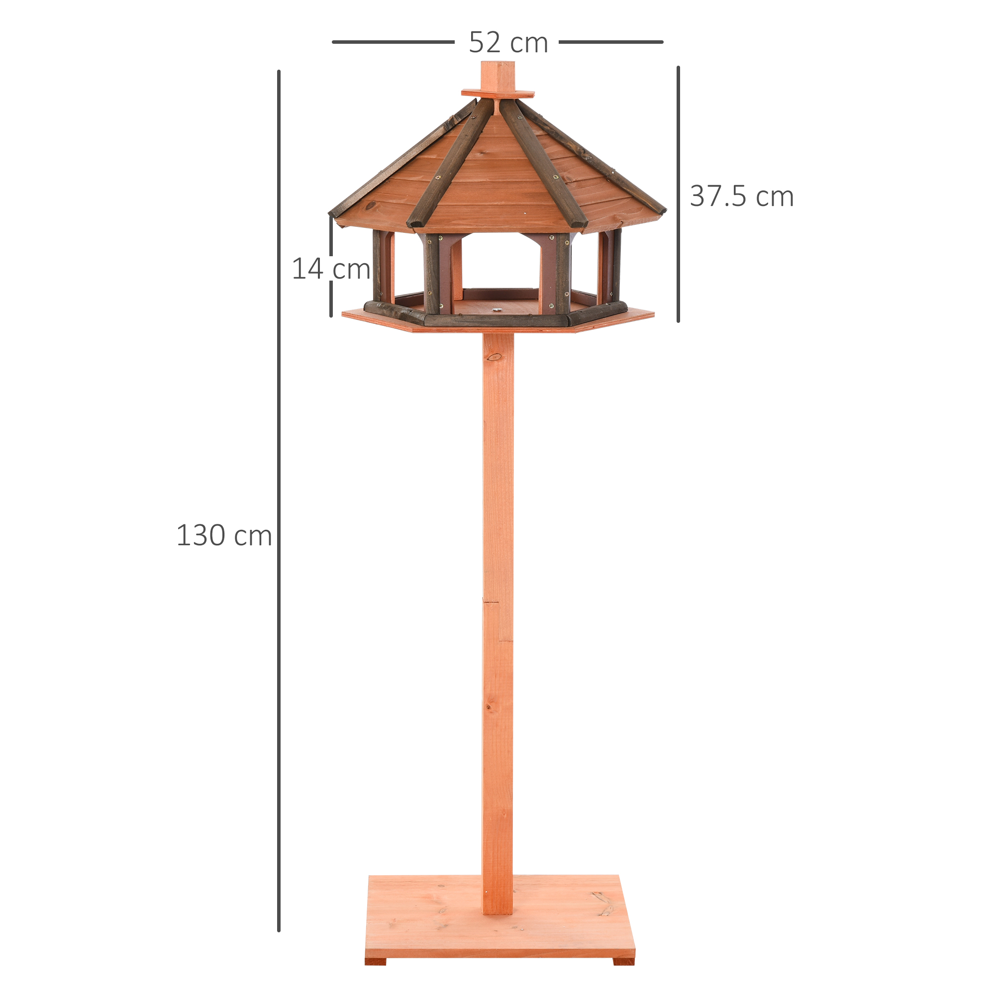 PawHut Wooden Bird Table Bird Feeding Station Playstand with Roof 130Hcm for Outdoor Brown 3