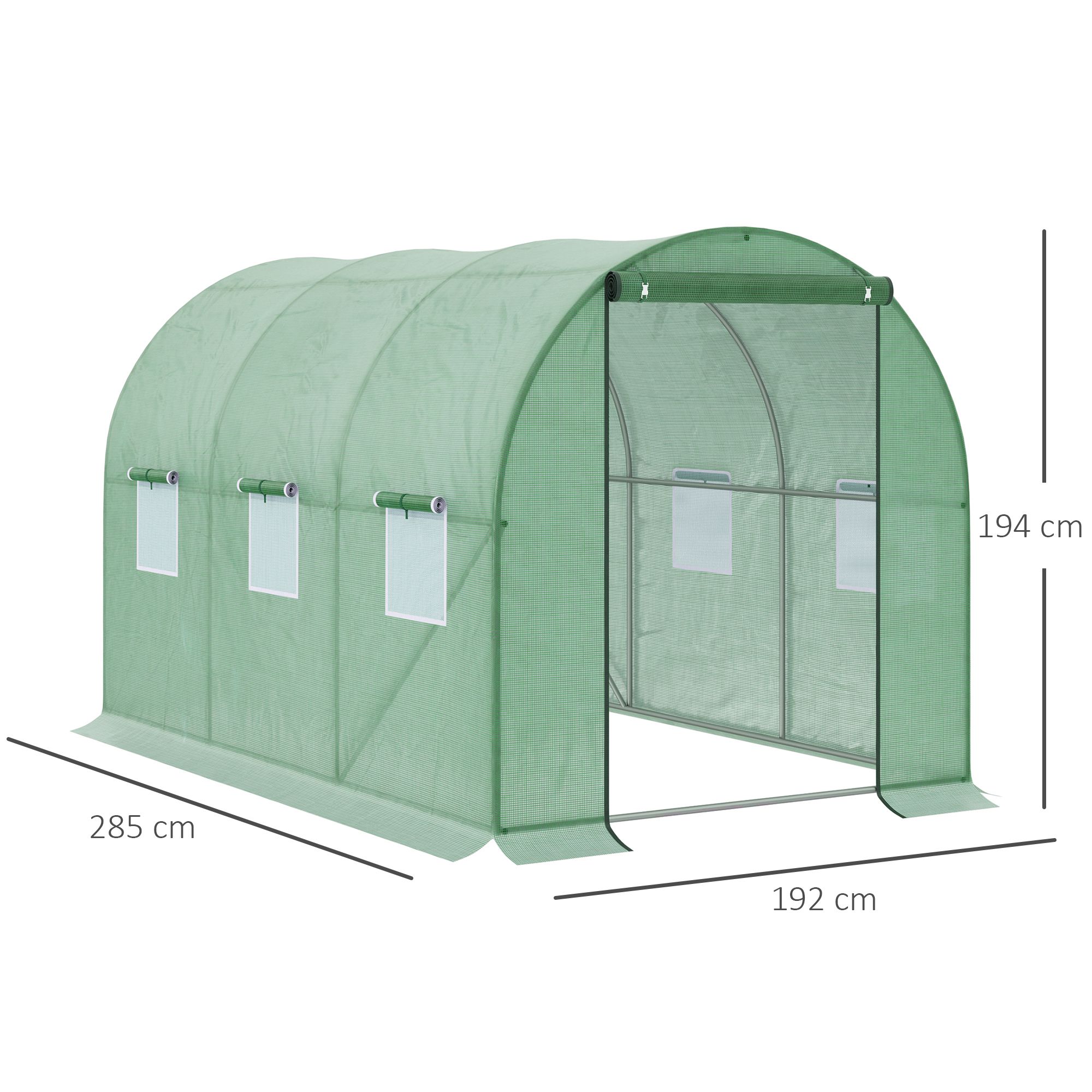 Outsunny 3x2m Polytunnel Walk-in Greenhous New Round Gable Top