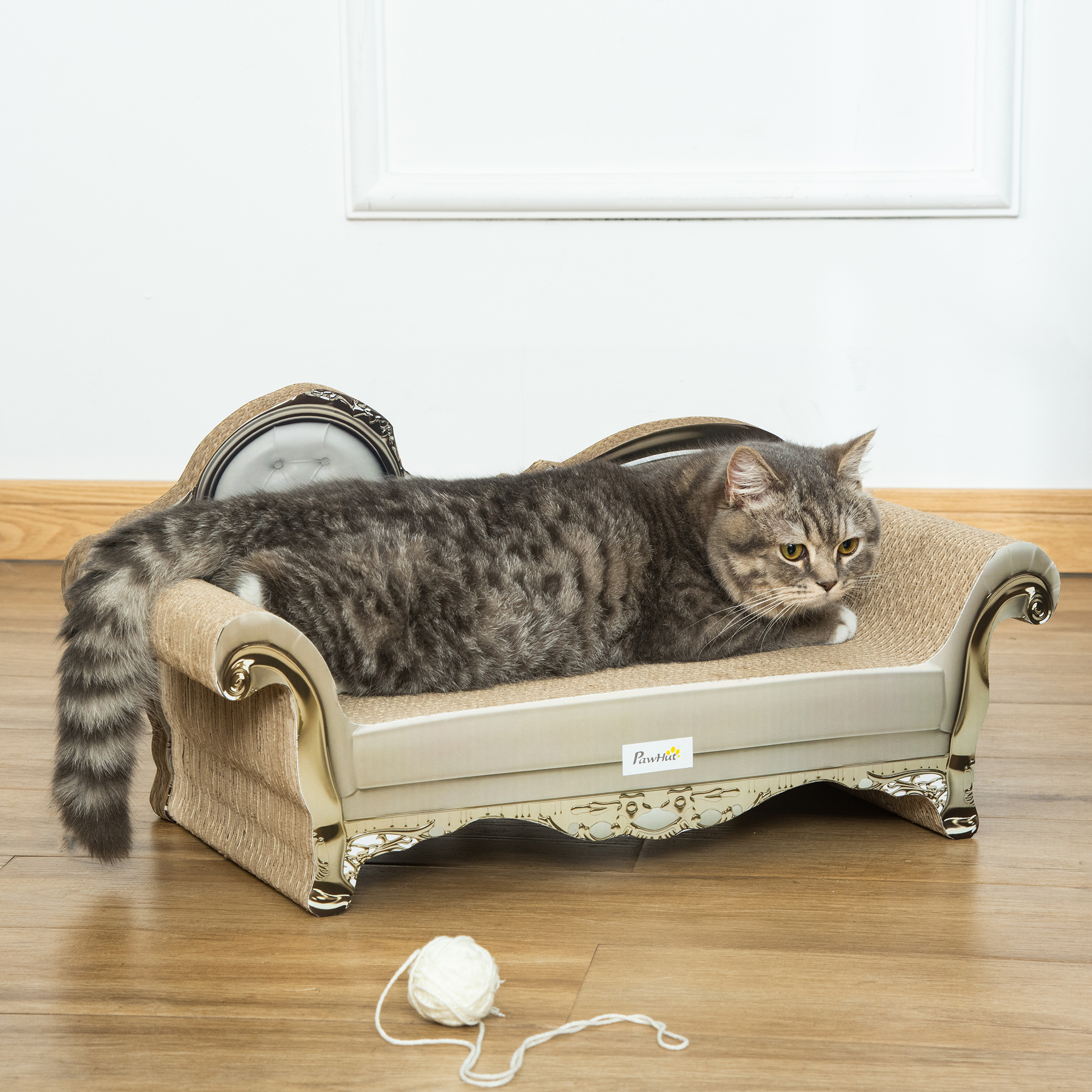 PawHut Cat Scratching Board Cardboard Cat Scratchers Lounger, 60 x 29 x 26.5cm