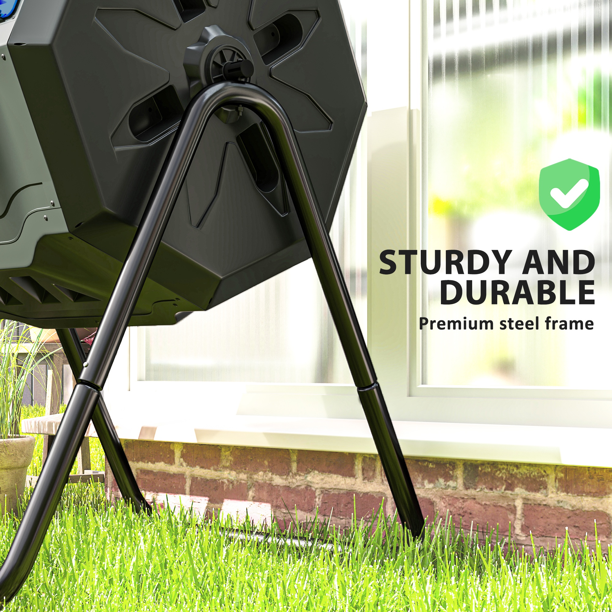 Outsunny 160L 360° Rotating Dual Chamber Composter Blue 7