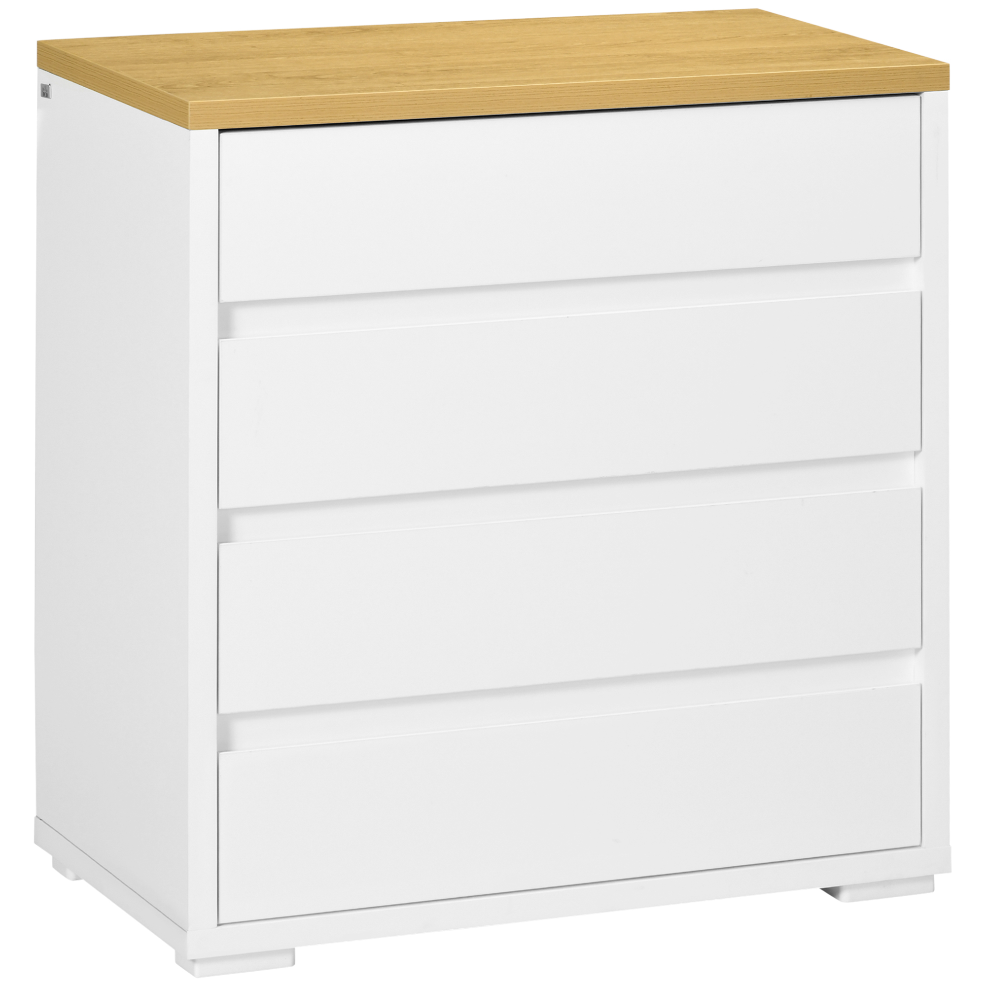 HOMCOM Cómoda Moderna con 4 Cajones Mueble Cajonera de Madera para Dormitorio Salón Habitación 70x37x75 cm Blanco y Natural | Aosom España