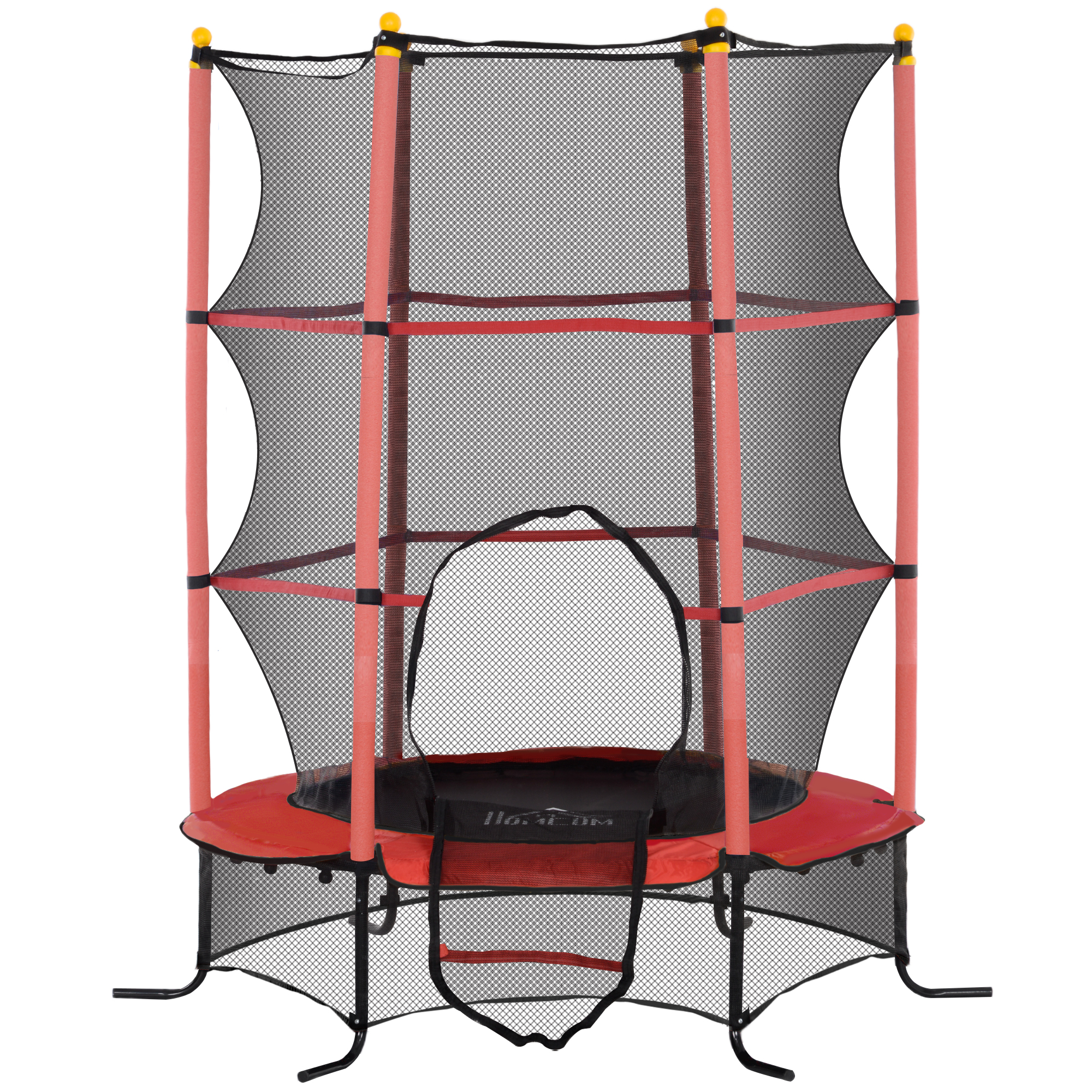 HOMCOM Kindertrampolin Ø163 cm, Trampolin mit Sicherheitsnetz, Randabdeckung, Gartentrampolin für Kinder 3-10 Jahre, bis 50 kg belastbar, Rot   Aosom – HOMCOM
