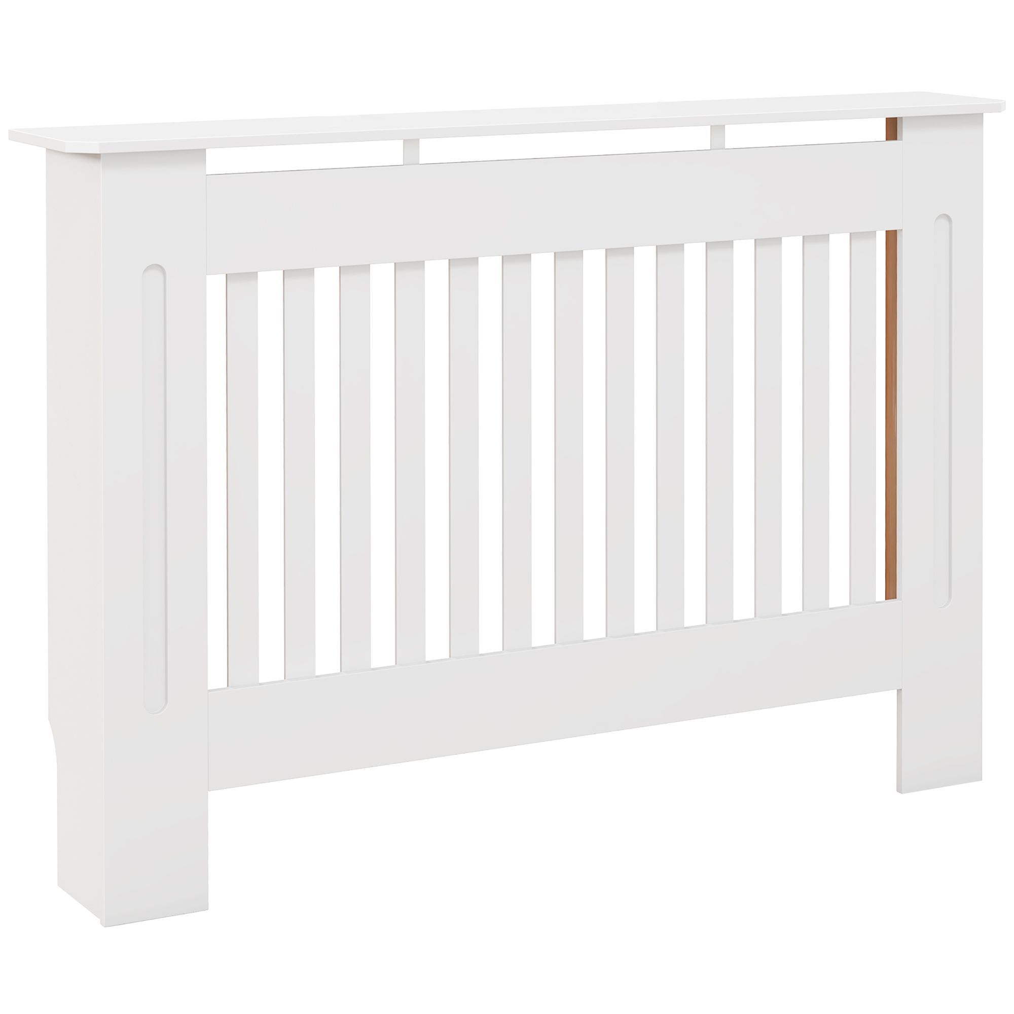 HOMCOM Cubre Radiador Cubierta de Radiador para Radiador con Dispositivo Antivuelco Diseño Moderno MDF 112x19x81cm Blanco   Aosom España