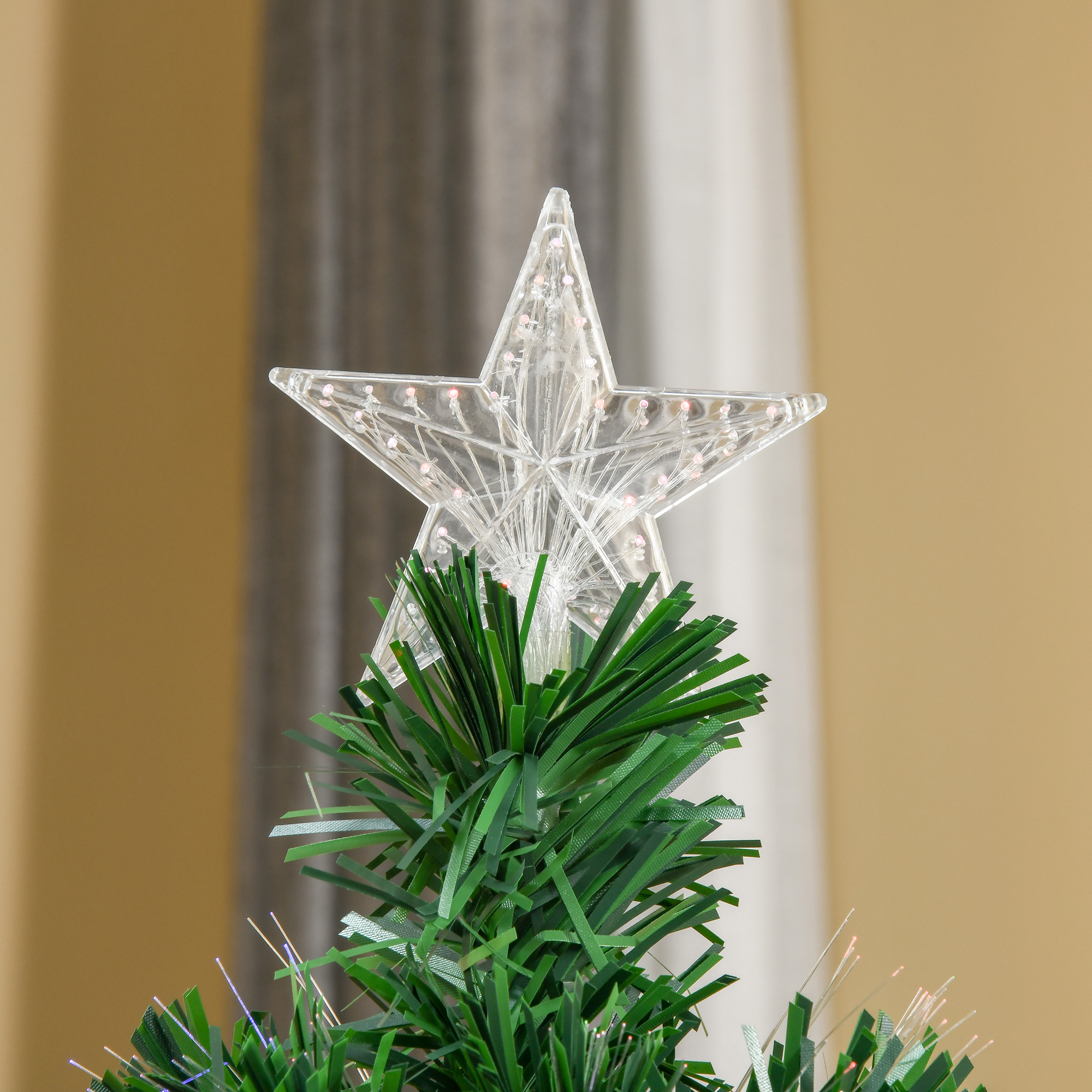 HOMCOM 5FT Pre-Lit Fibre Optic Artificial Christmas Tree Holiday Xmas Décor with Tree Topper Multi-Colour 8