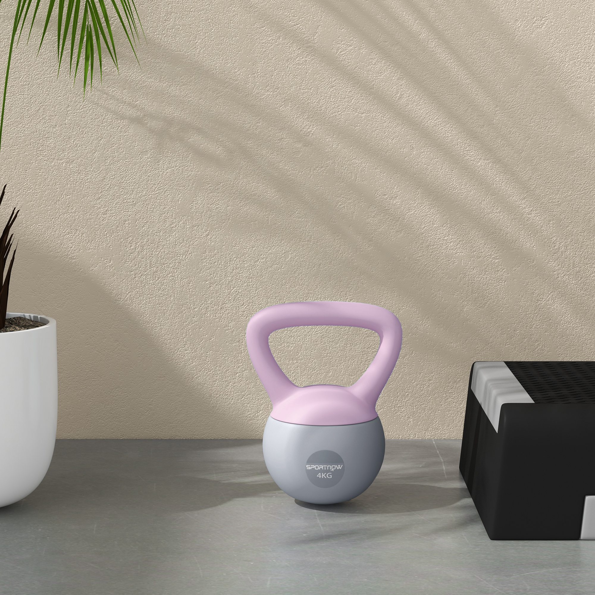 SPORTNOW 4KG Soft Kettlebell, Kettle Bell with Non-Slip Handle for Home Gym, Weight Lifting, Strength Training, Purple/Grey 7