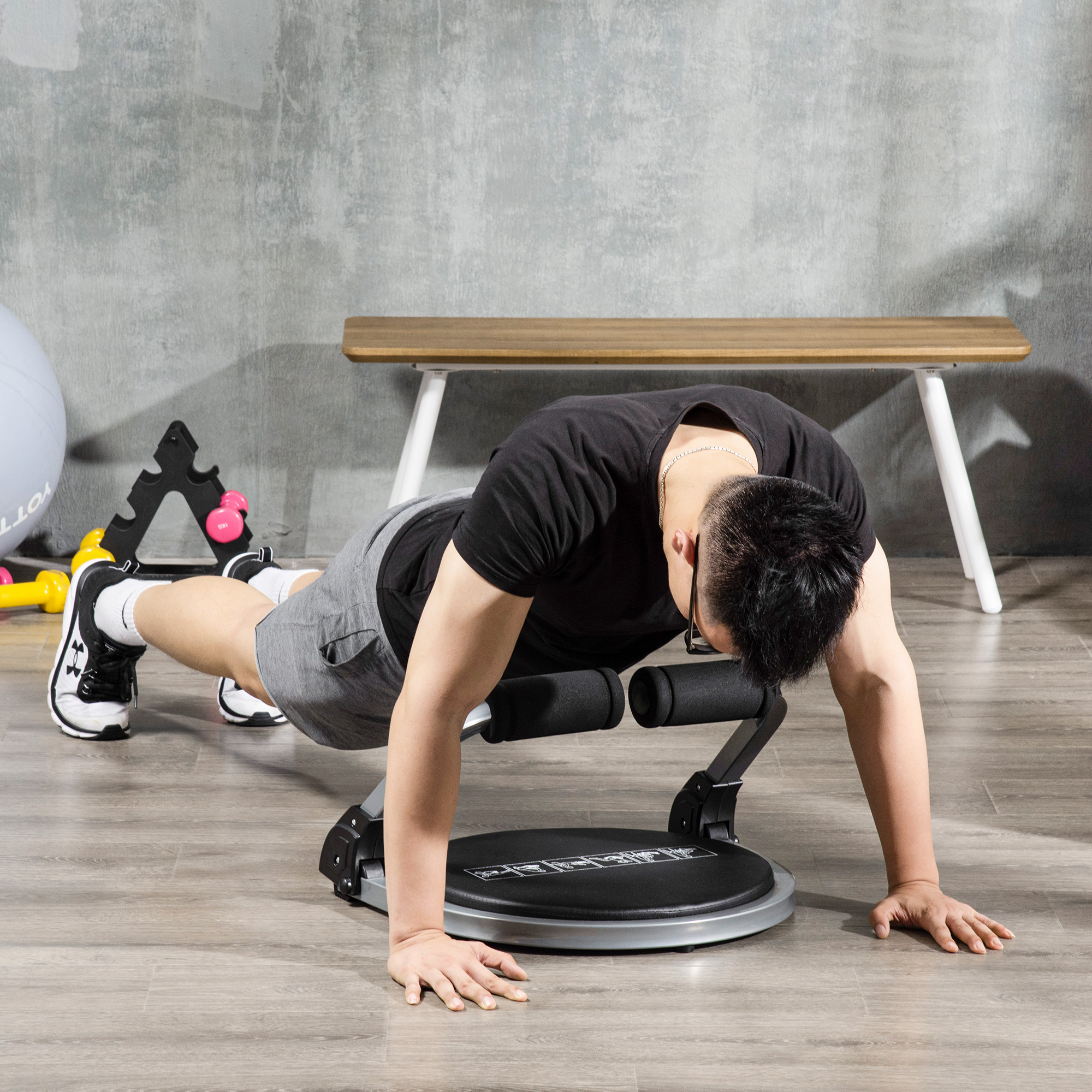 HOMCOM Abs Trainer, Ab Crunch Machine, Foldable Abdominal Trainer, Core Fitness & Whole Body Exercise Equipment for Home Gym 2