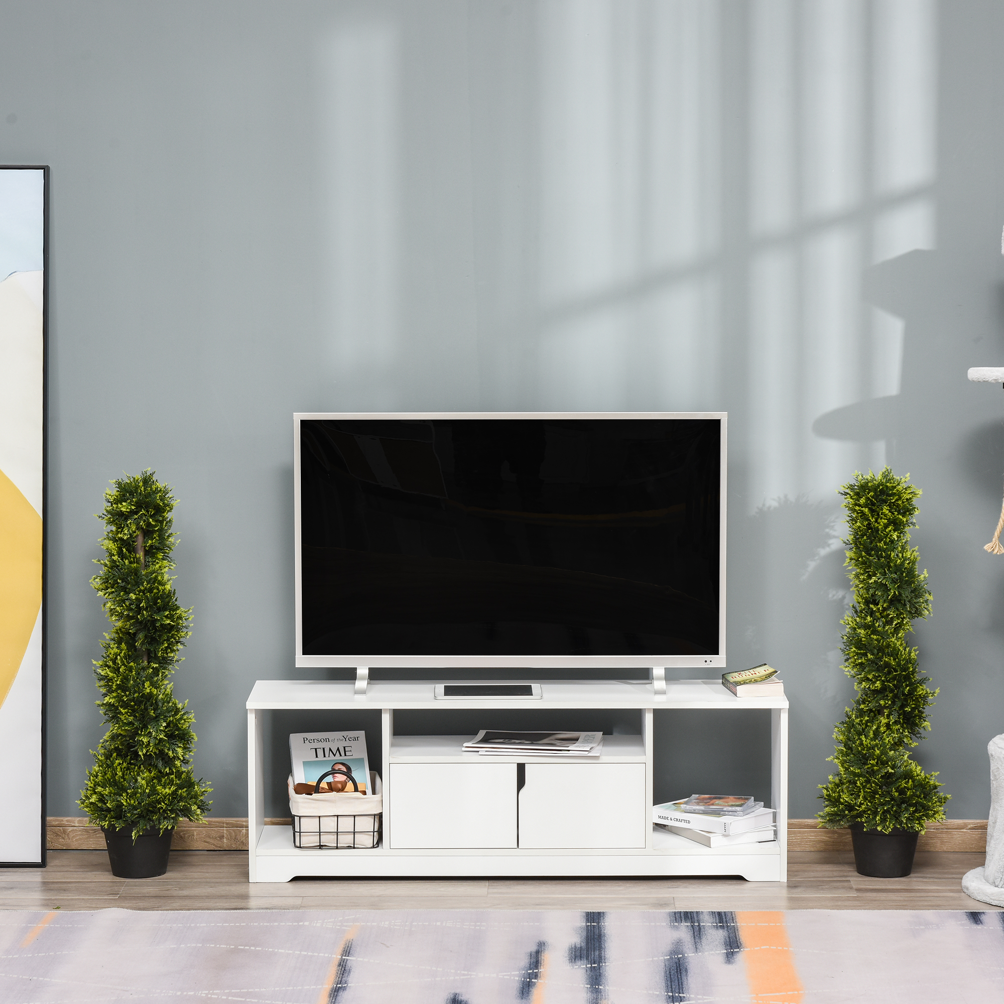 Outsunny 90cm/3FT Artificial Trees, Spiral Topiary Trees w/ Pot Set Of 2, Fake Indoor Greenery Plant Home Office Garden Decor Green