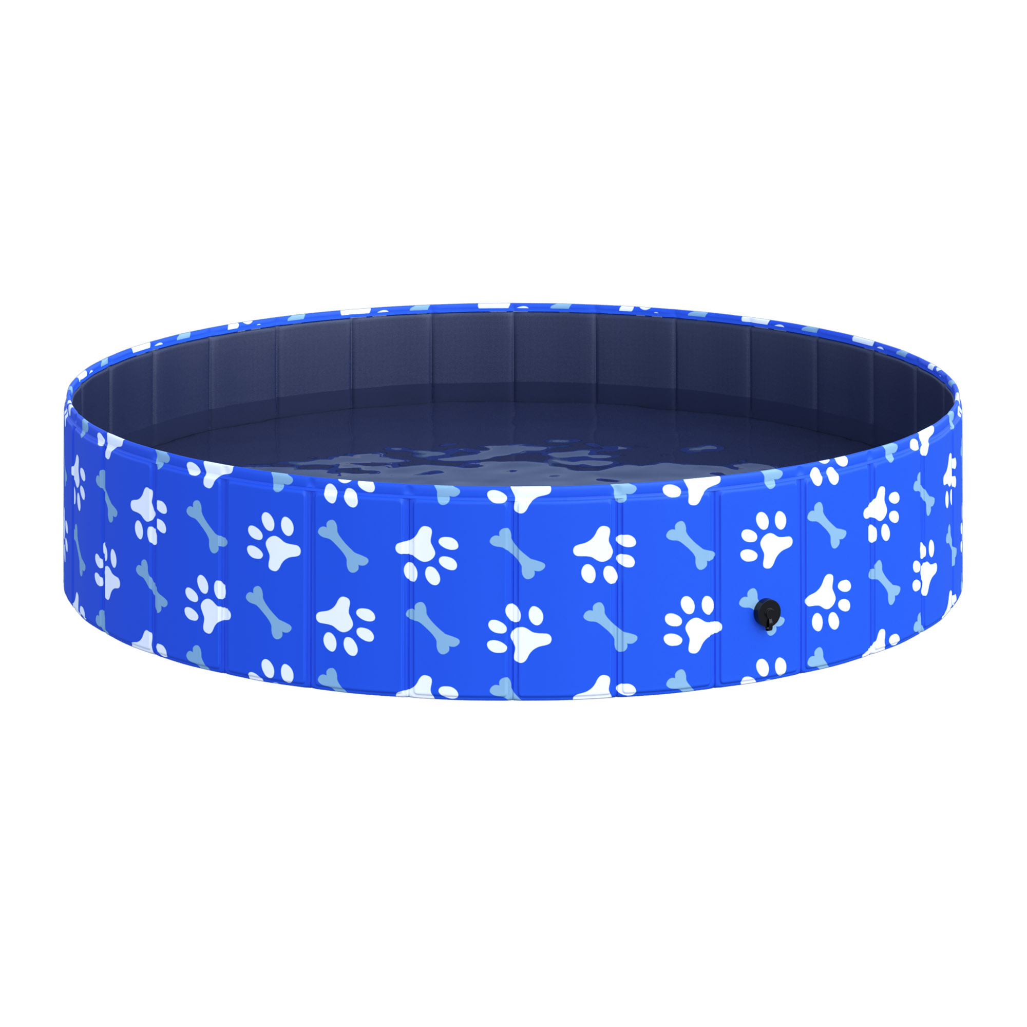Piscine pour chien bassin PVC pliable anti-glissant facile à nettoyer Ø 1,4 m hauteur 30 cm motifs os pattes bleu