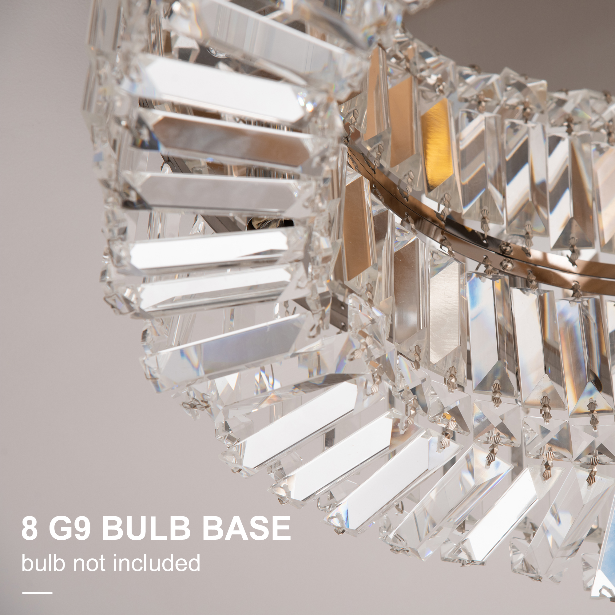 HOMCOM Crystal Ceiling Light Modern Chandeliers Stainless Steel Pendant Lights with Crystal Decorations for Living Room Bedroom Dining Room Hall Silver 4