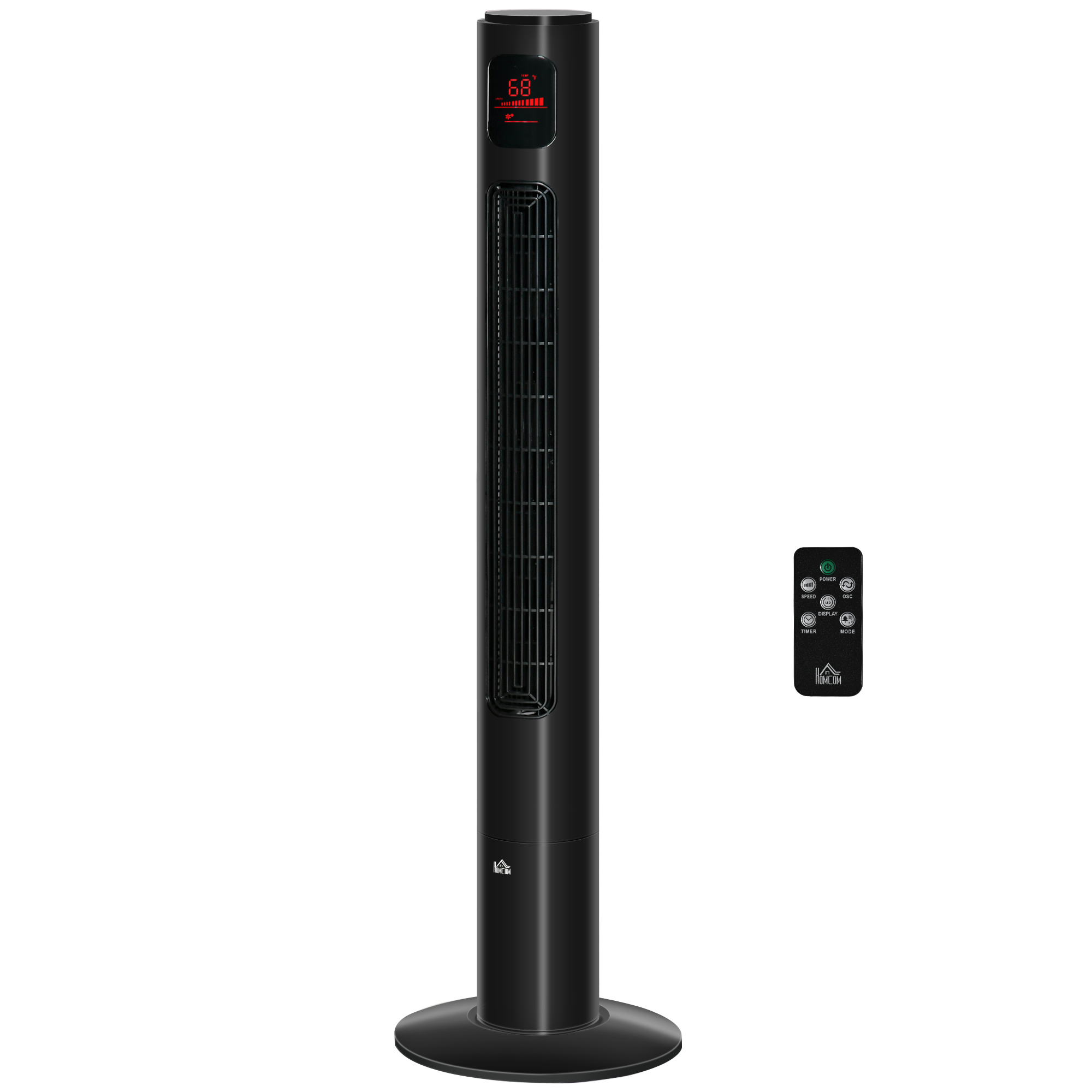 HOMCOM Ventilateur colonne oscillation 70° minuterie 12h panneau de capteur LED 45W télécomande 2 modes de contrôle noir