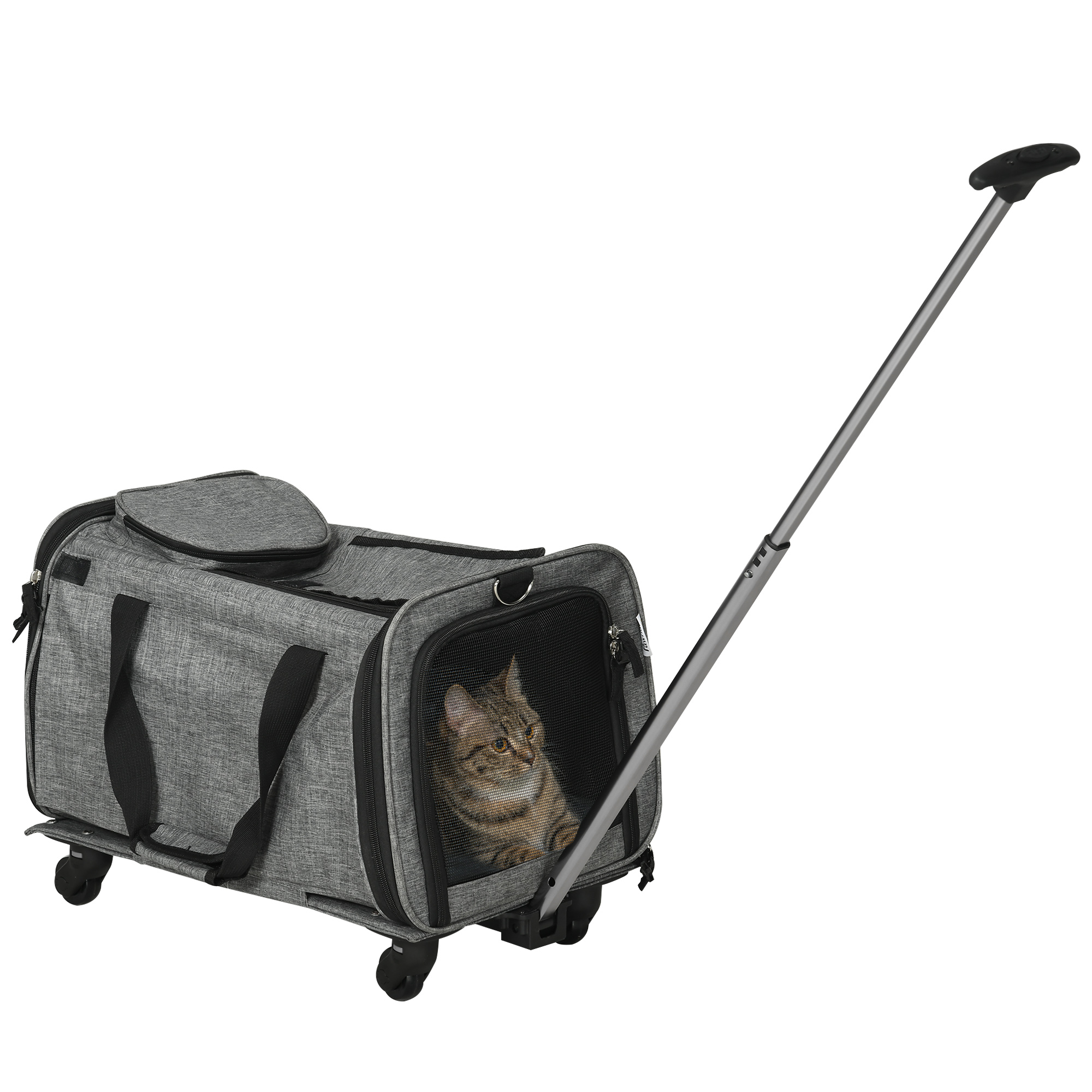 PawHut Opvouwbare Transporttas Huisdieren - Met Handgrepen En Netstof, 69 X 51 X 51 Cm