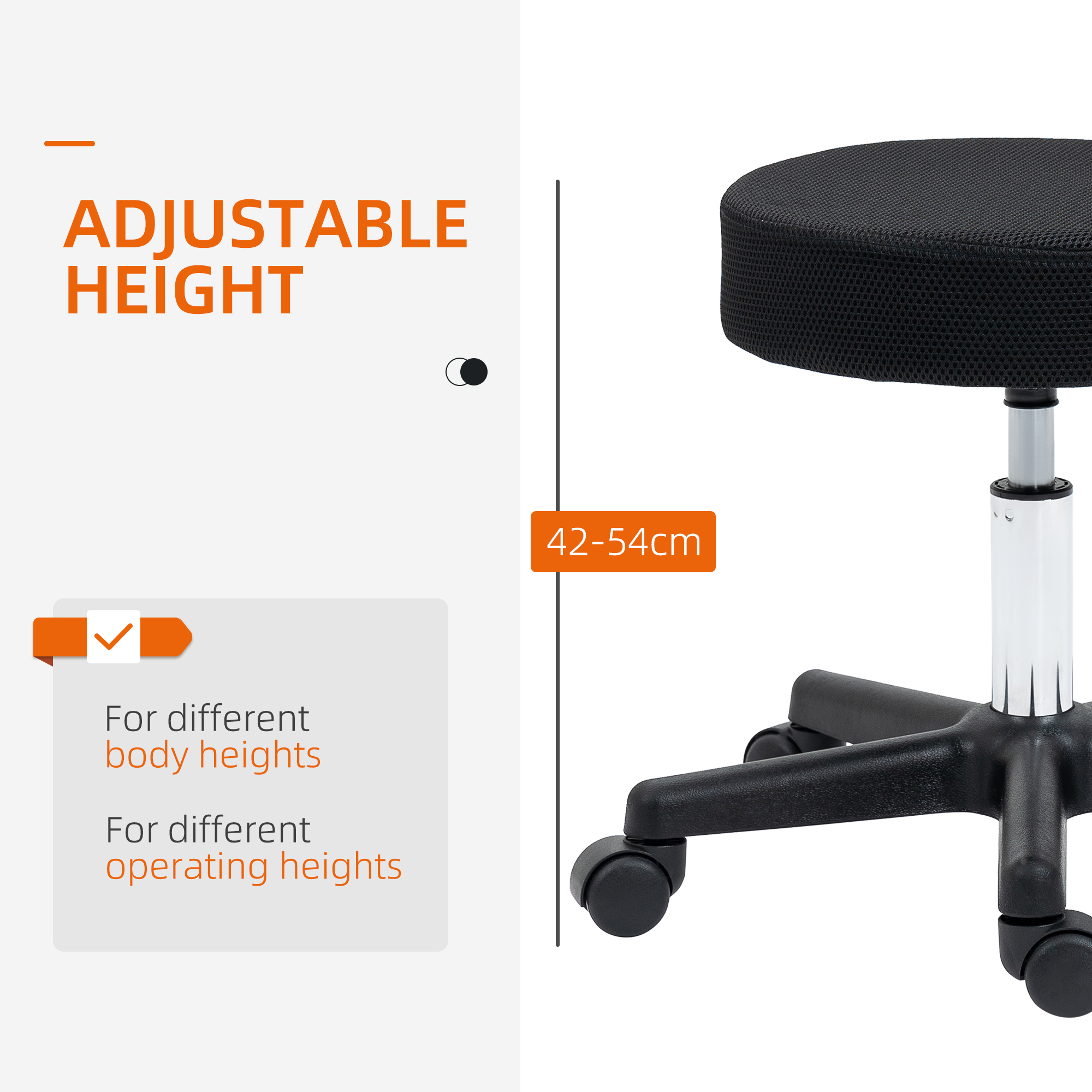 HOMCOM Hydraulic Swivel Salon Spa Stool Height Adjustable Facial Massage Tattoo with 3 Changeable Seat Covers, Black 4