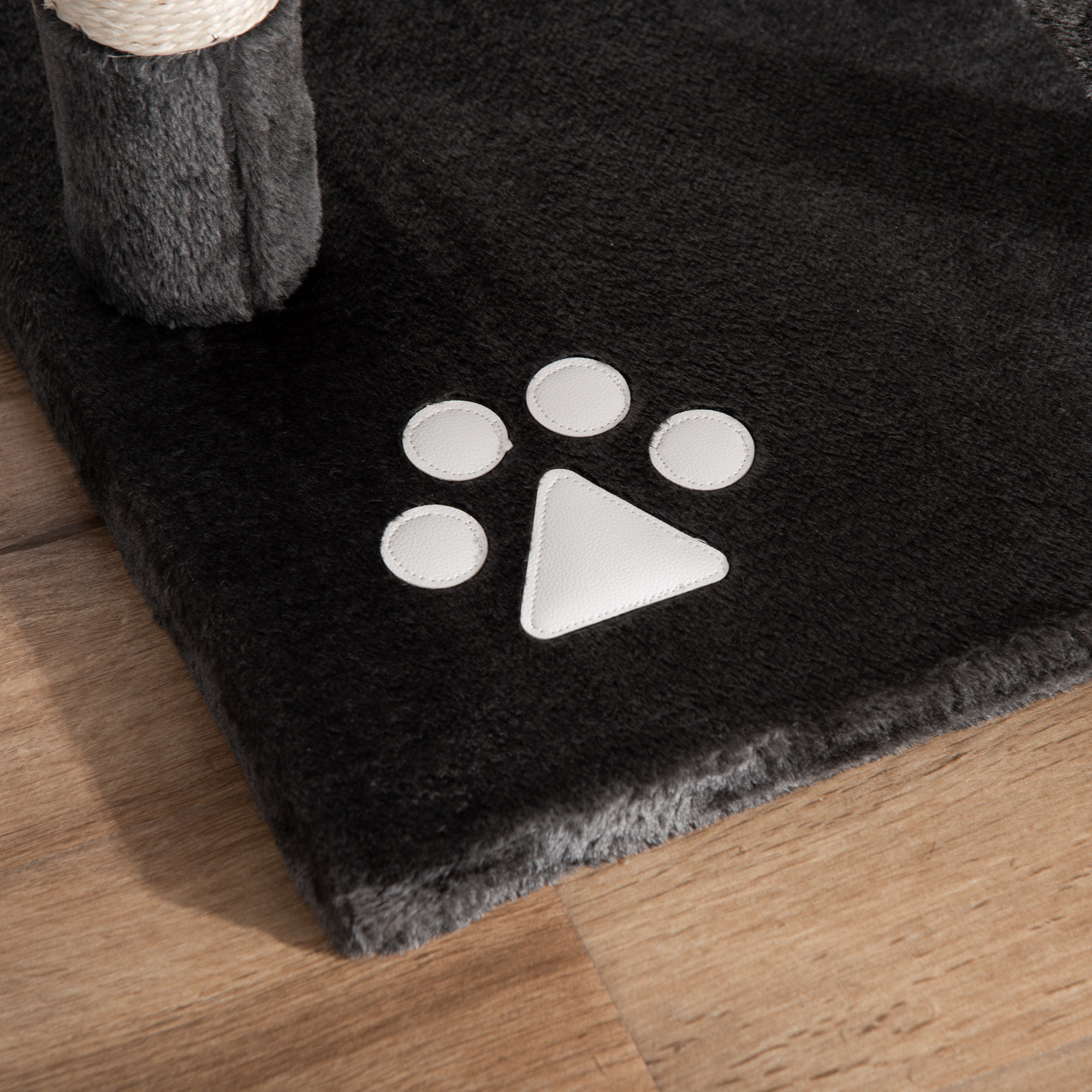 PawHut Floor-to-Ceiling Cat Tree for Indoor Cats, 240-260cm Adjustable Cat Tree Dark Grey 9