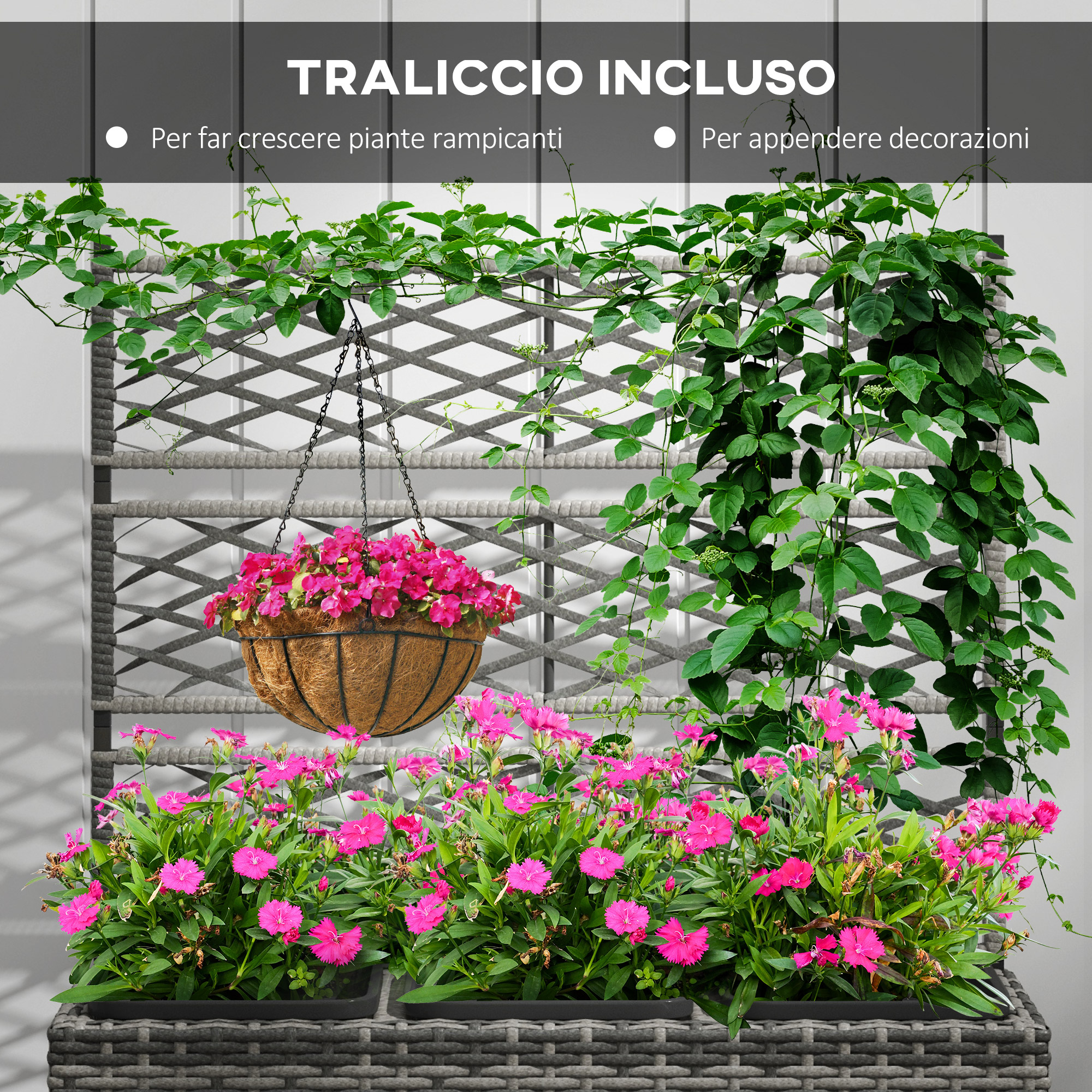 VidaXL Fioriera Rialzata da Giardino 200x50x91 cm in WPC Grigio | Leroy
