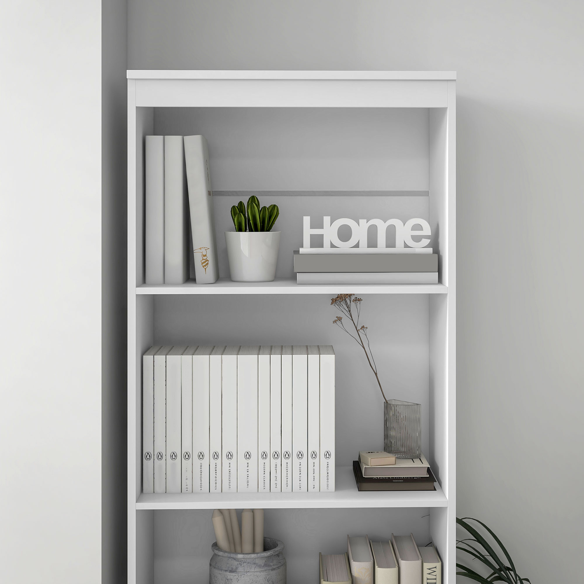 HOMCOM 180cm Tall Bookcase, with Shelves and Drawers White 8
