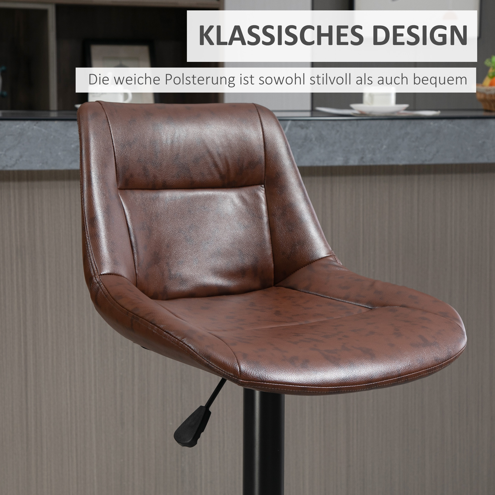 2 baaritooli komplekt, reguleeritava kõrgusega, jalatoega, 46,5 cm x 50 cm x 108 cm, must + pruun
