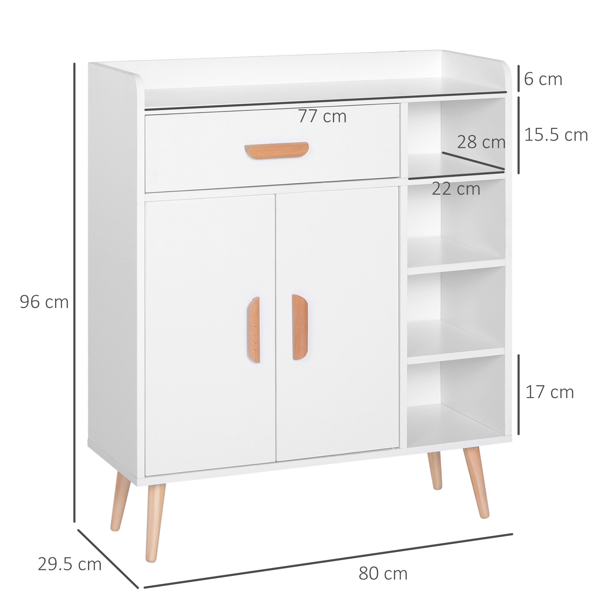 HOMCOM Sideboard, Side Cabinet, Floor Cupboard with Storage Drawer for Hallway, Kitchen, Bedroom, Living Room, White 3