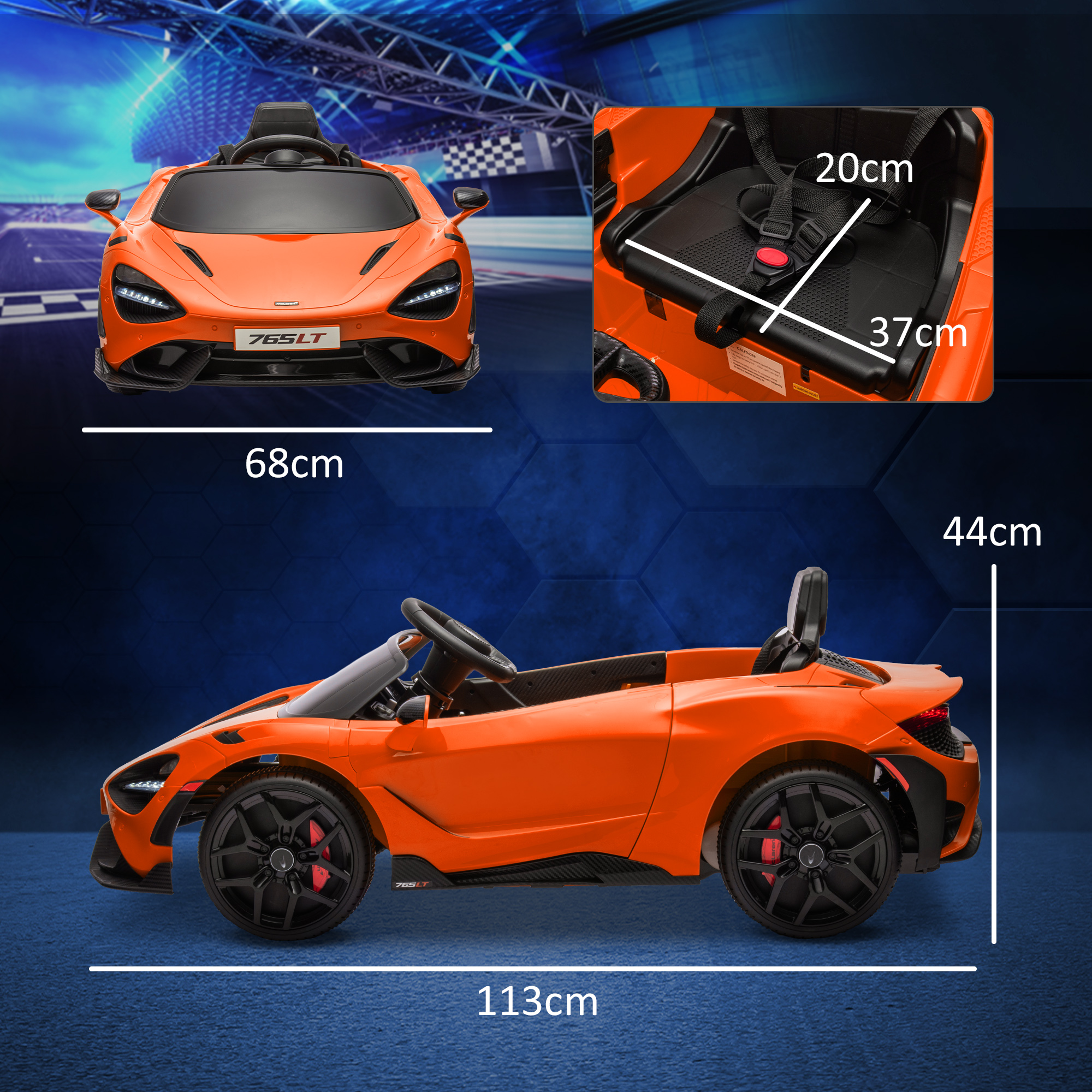 AIYAPLAY McLaren 765LT Licensed 12V Kids Electric Ride on Car with