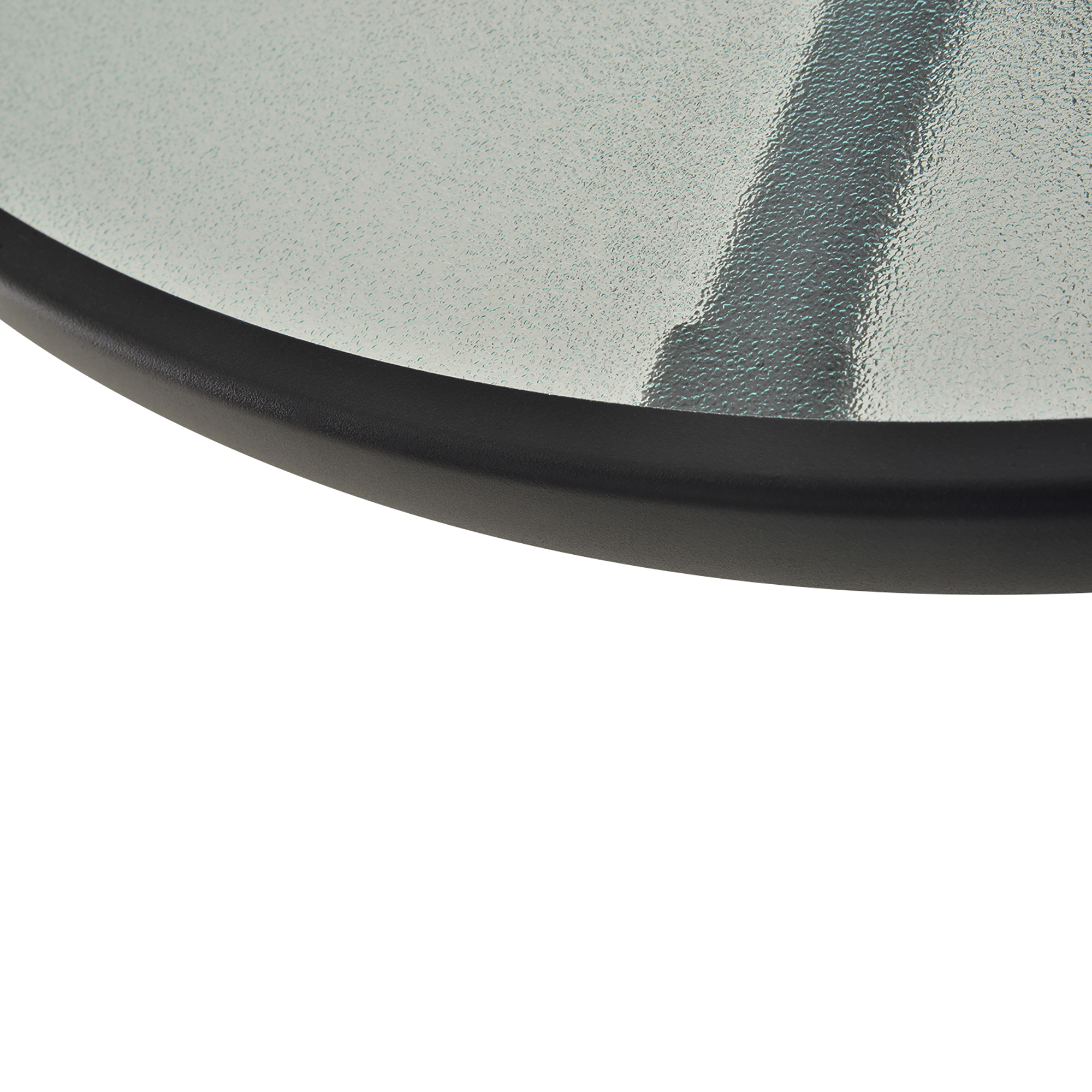 Table Bistro Jardin Outsunny Ø80x72 Cm - Plateau Verre Trempé, Acier époxy Noir - Avec Espace Parasol Central