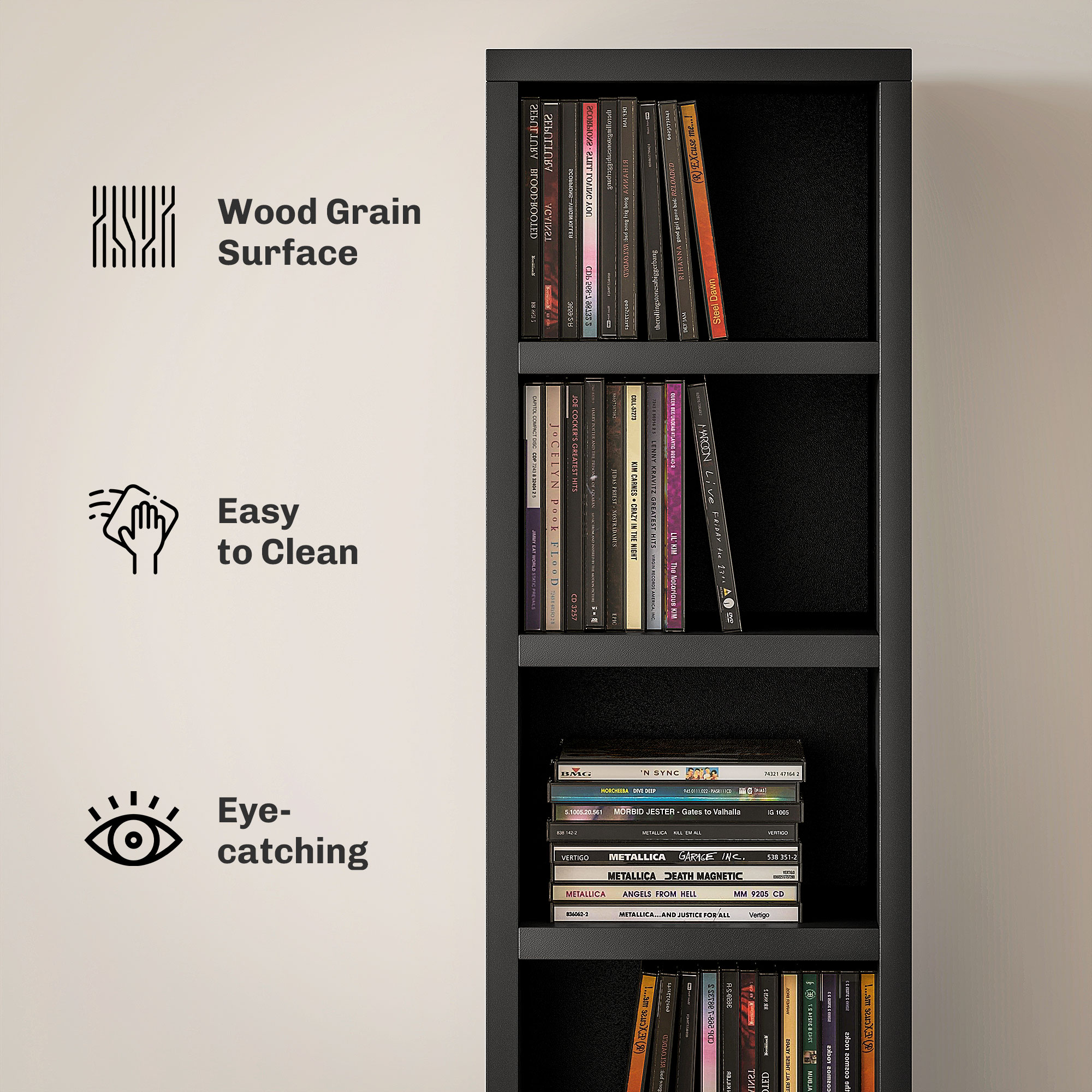 HOMCOM 204 CD Tall Narrow Media Storage Tower Black 5