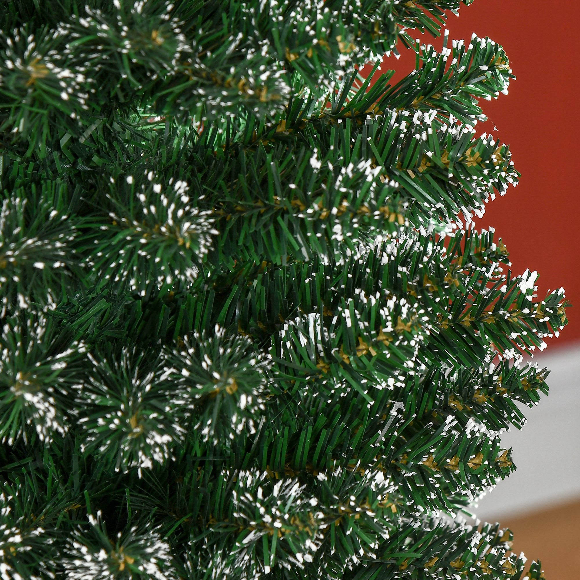 HOMCOM 5.5FT Artificial Snow Dipped Christmas Tree Xmas Pencil Tree Holiday Home Indoor Decoration with Foldable Black Stand, Green 9