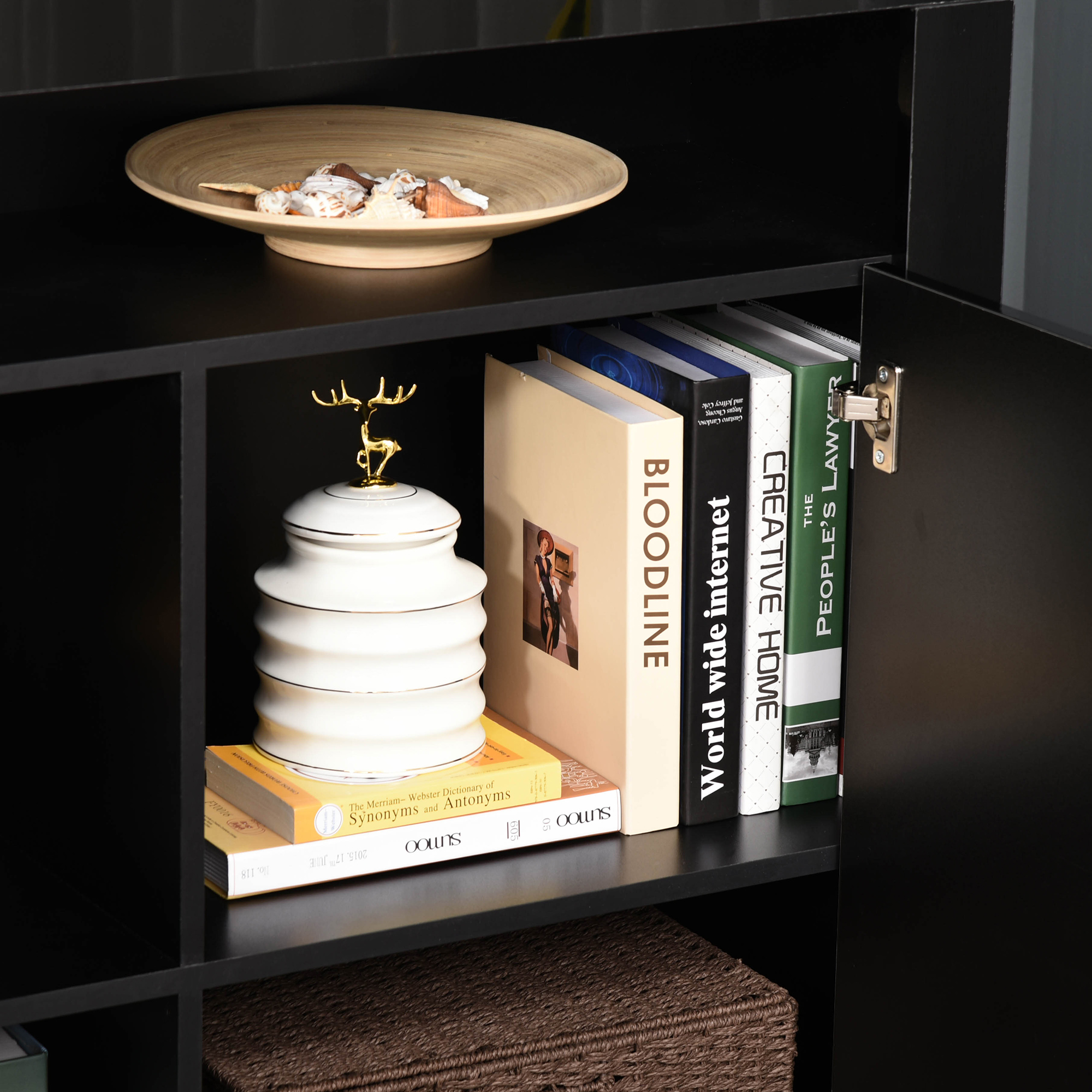 HOMCOM LED Storage Cabinet, Cupboard with High Gloss Front and RGB Lighting, Modern Sideboard for Entryway, Dining Area, Living Room, Black 9