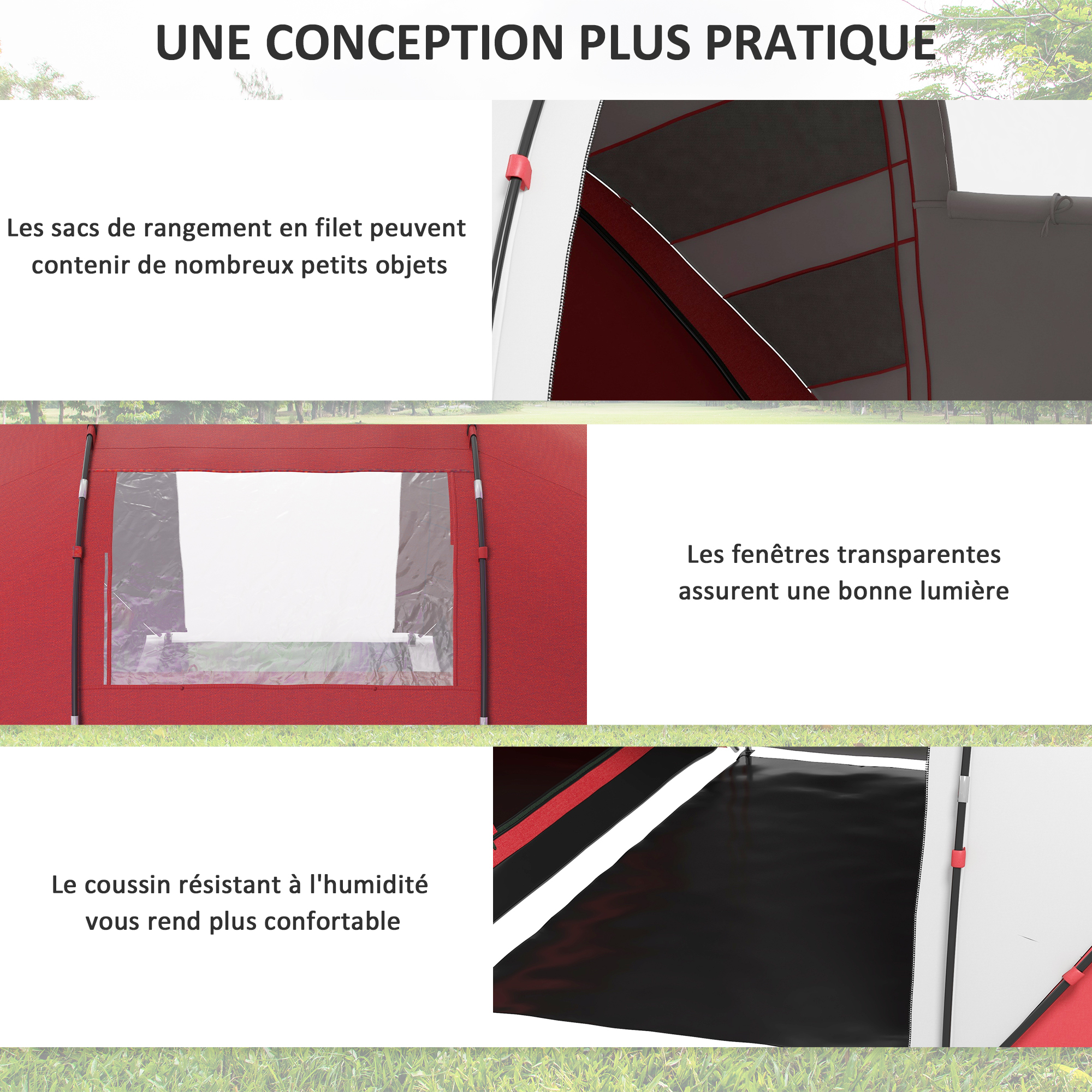 OUTSUNNY Tente de camping familiale 4-5 personnes - portes, fenêtres OUTSUNNY Tente de camping familiale 4-5 personnes - portes, fenêtres