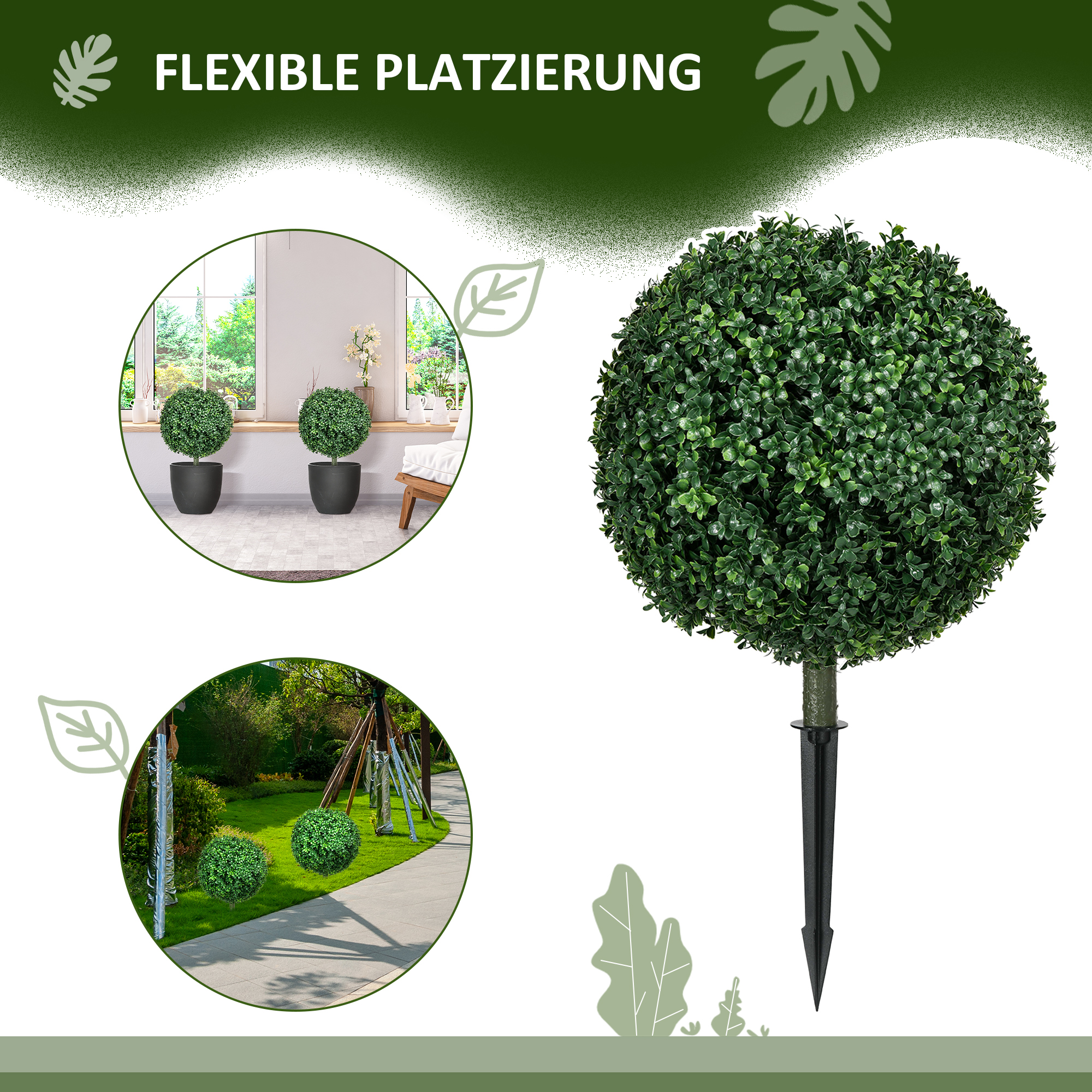 Künstliche Buchsbaum-Sträucher – 2 Stück, Je 61 Cm, UV-beständig Für Draußen