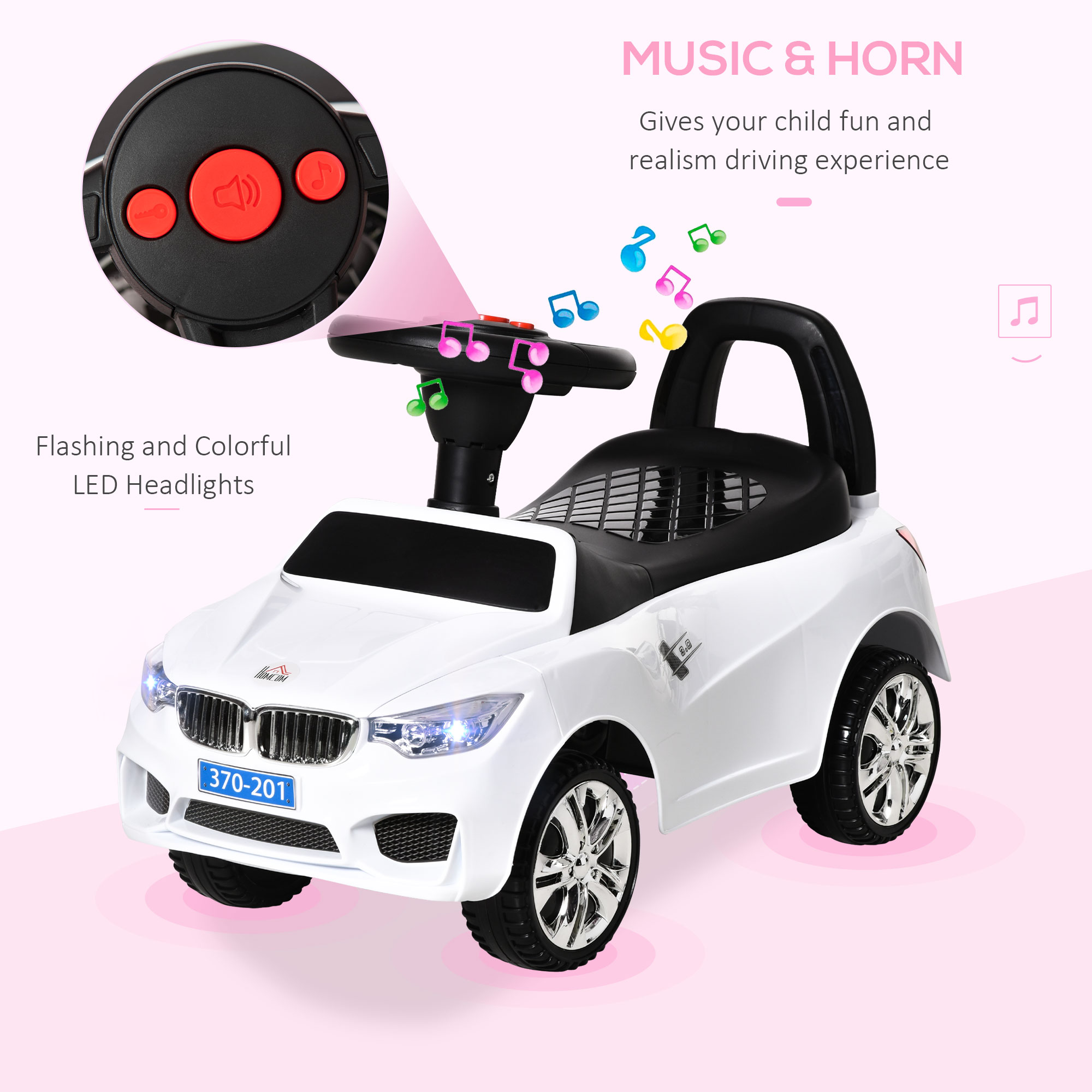 HOMCOM Ride on Car Baby Toddler Walker Foot to Floor Sliding Car Slider White 4