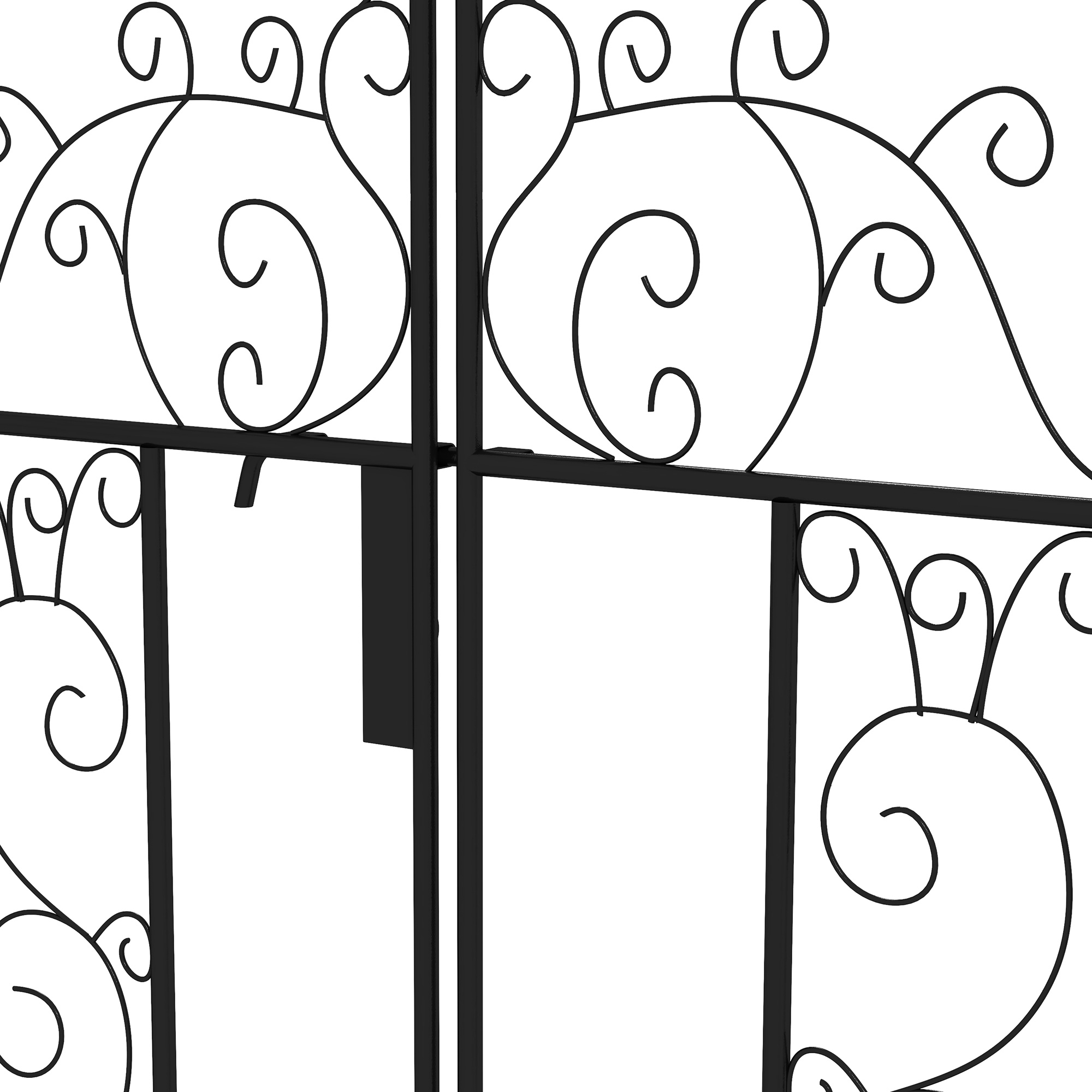 Outsunny Outdoor Garden Arch with Double Gates, Metal Garden Arbor for Climbing Plants, Roses, Vines, Wedding Arch for Outdoor, 125L x 38W x 227H cm, Black 7