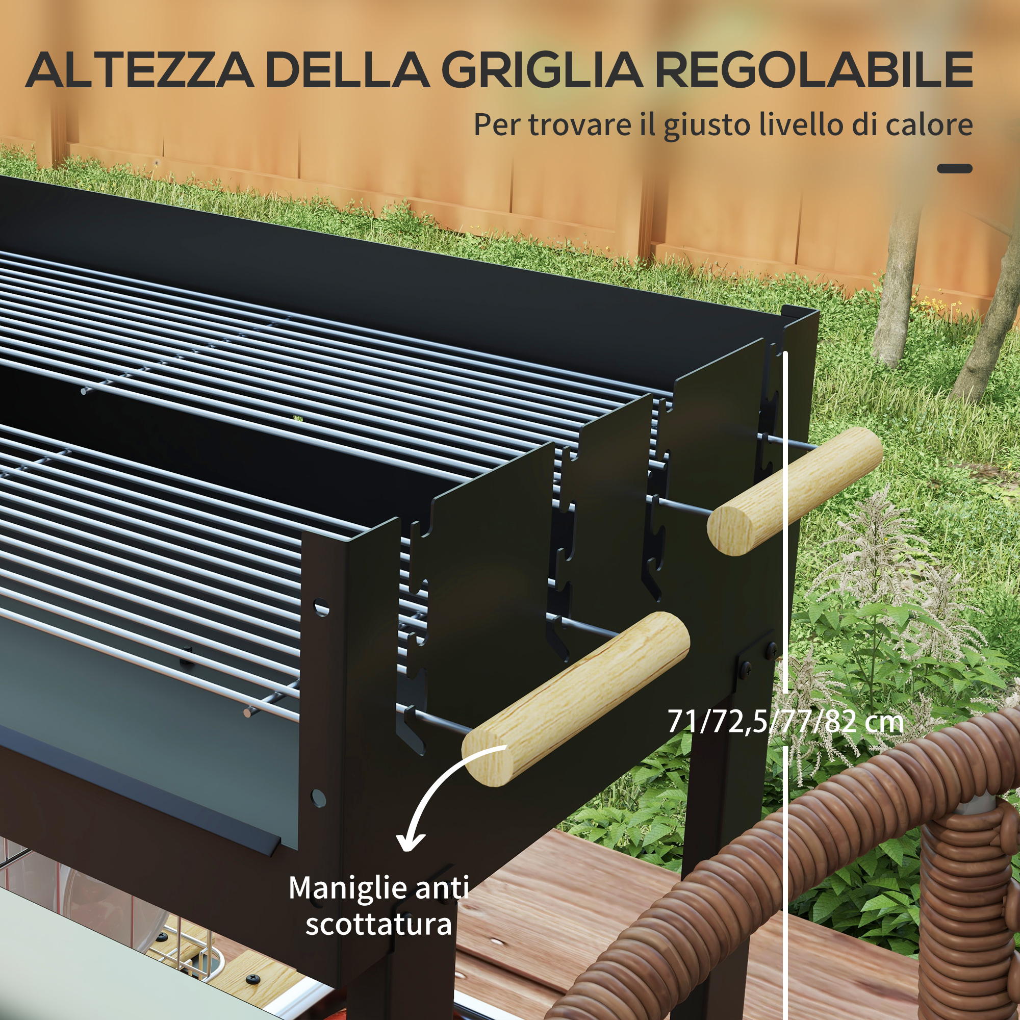 Barbecue A Carbonella Outsunny Con Griglie Regolabili - Per Giardino E Esterno - Foto 3