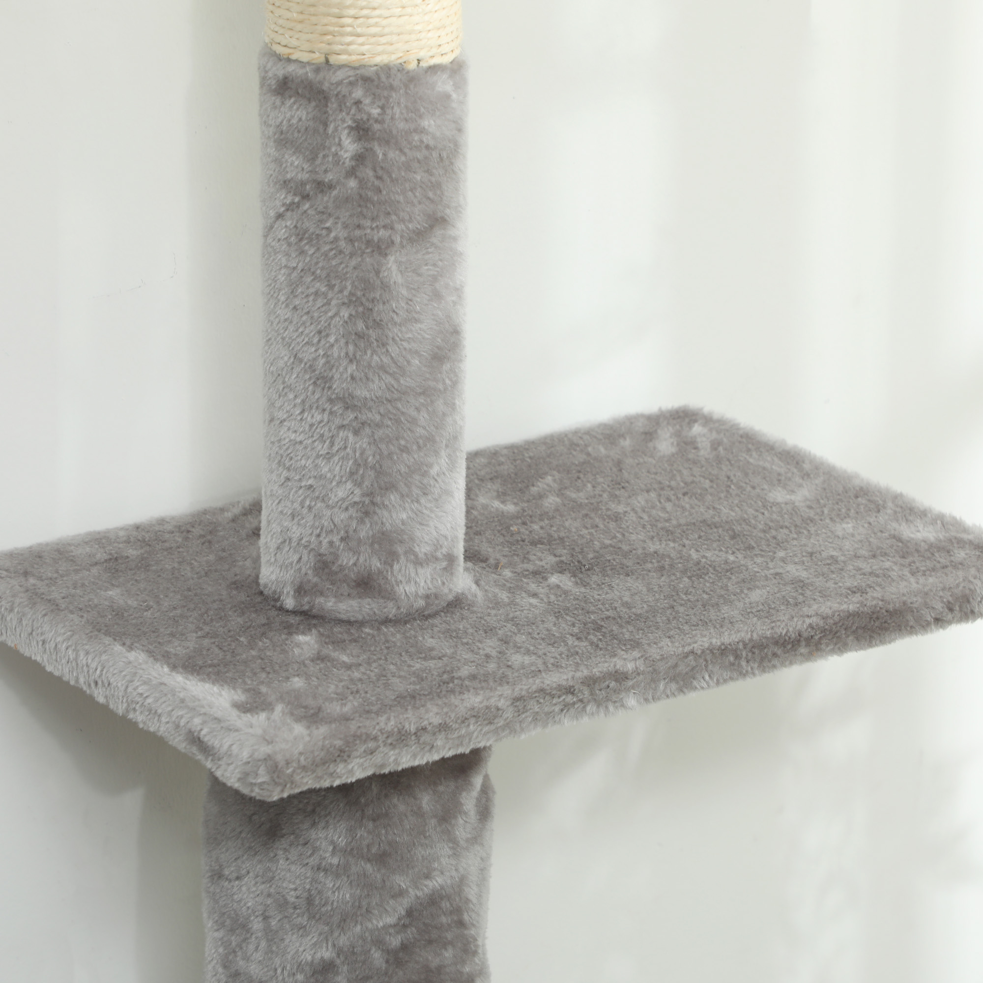 Árbol Para Gatos De Suelo A Techo PawHut 225-275 Cm - Rascador Con Plataformas, Sistema Antivuelco, Gris