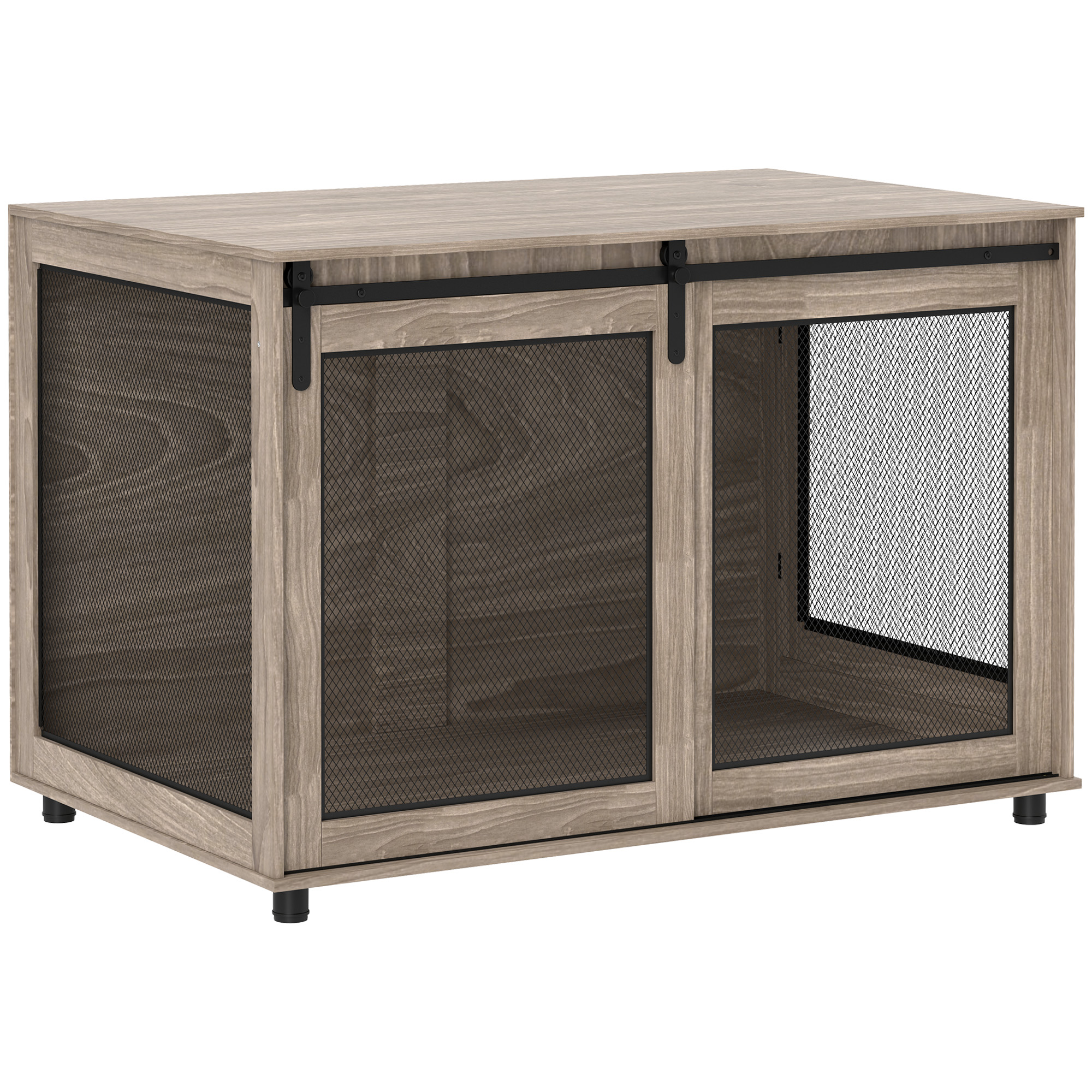 PawHut Dog Crate Furniture with Sliding Door for Large Dogs, Walnut Brown
